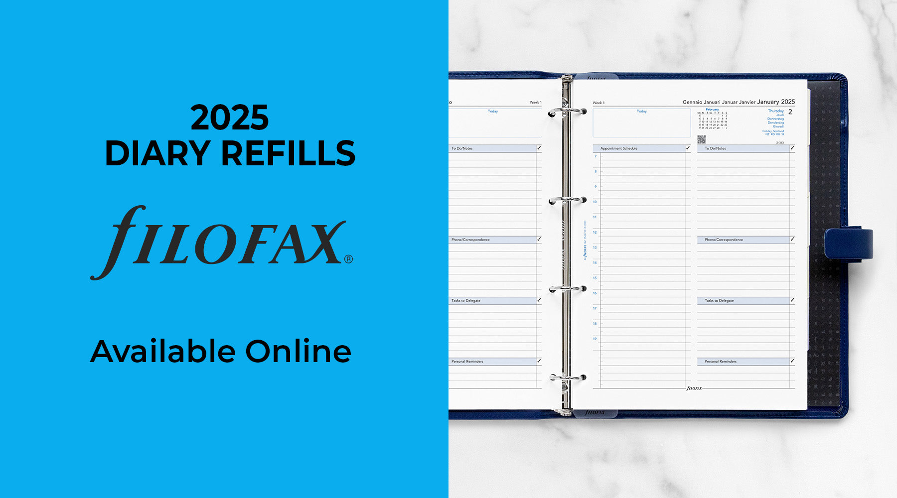 Filofax 2025 Diary Refills Order Online LBM Art & Stationery