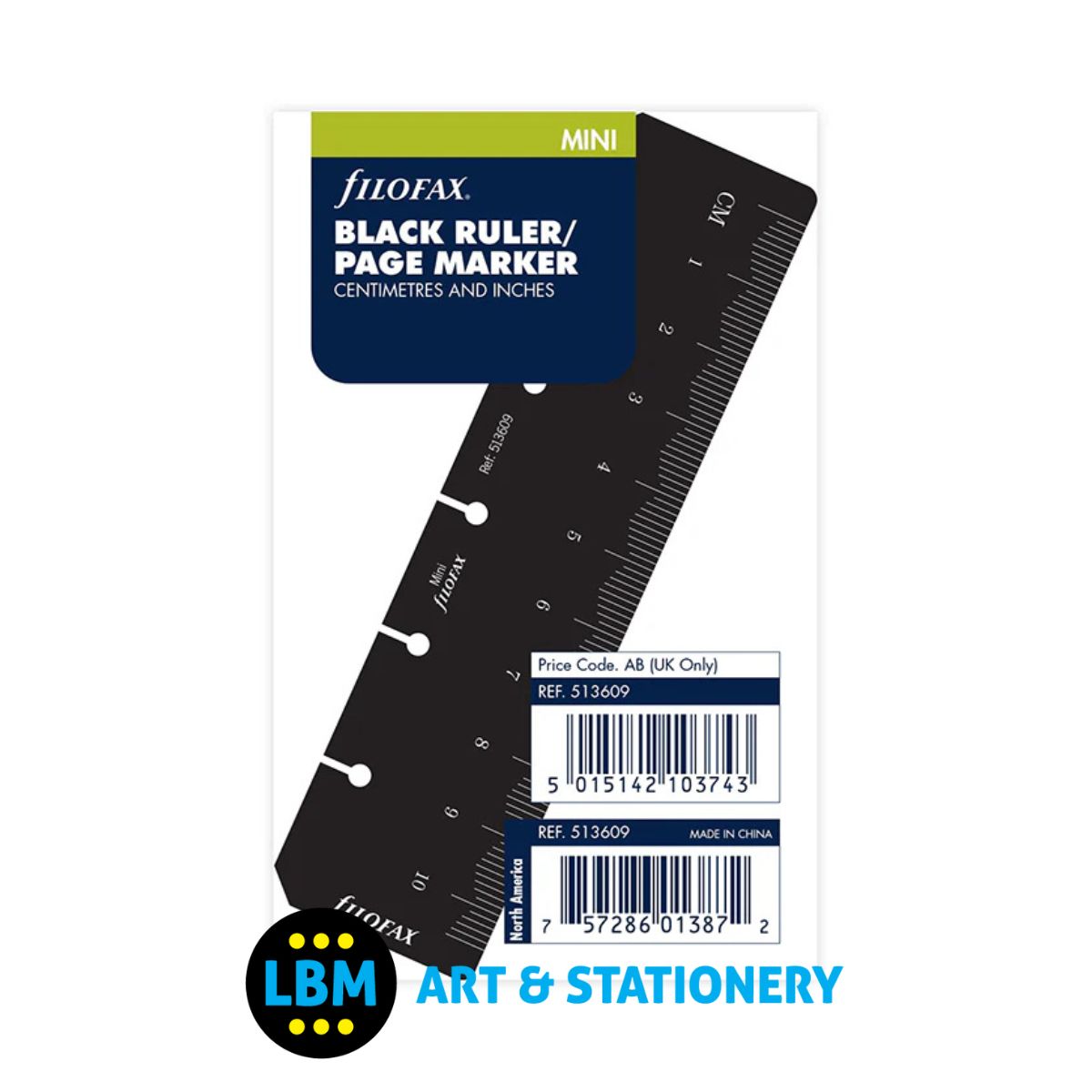Filofax - Black Ruler Today Page Marker Refill - Mini Organiser - 513609