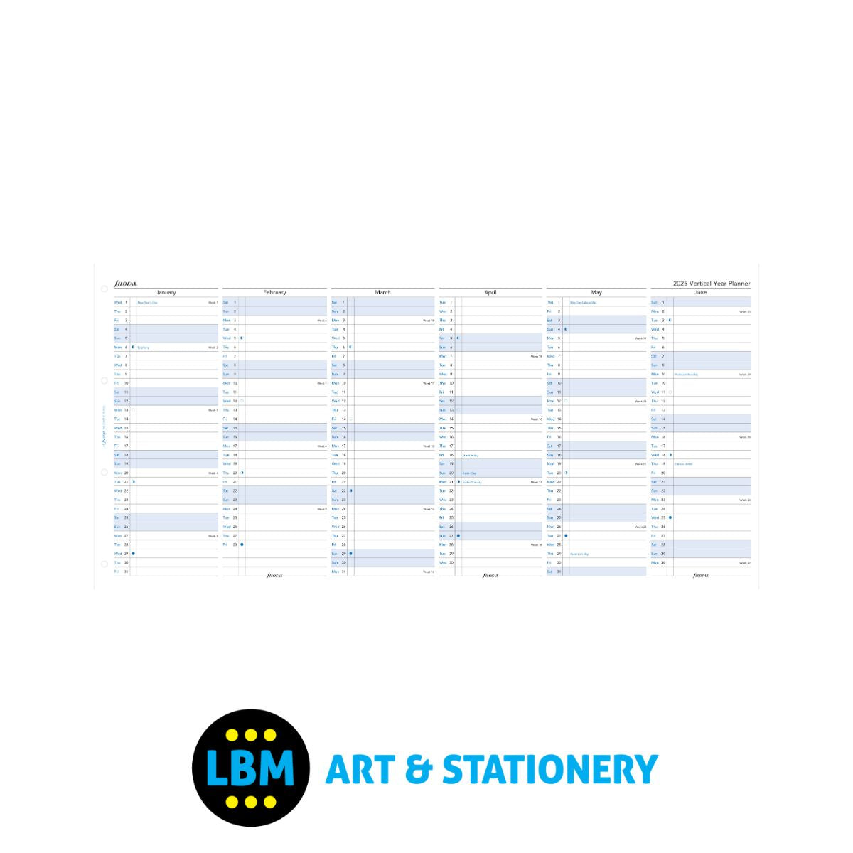 Filofax - 2025 A4 size Year Planner Vertical layout Diary Refill 25-68702 - LBM Art & Stationery Store