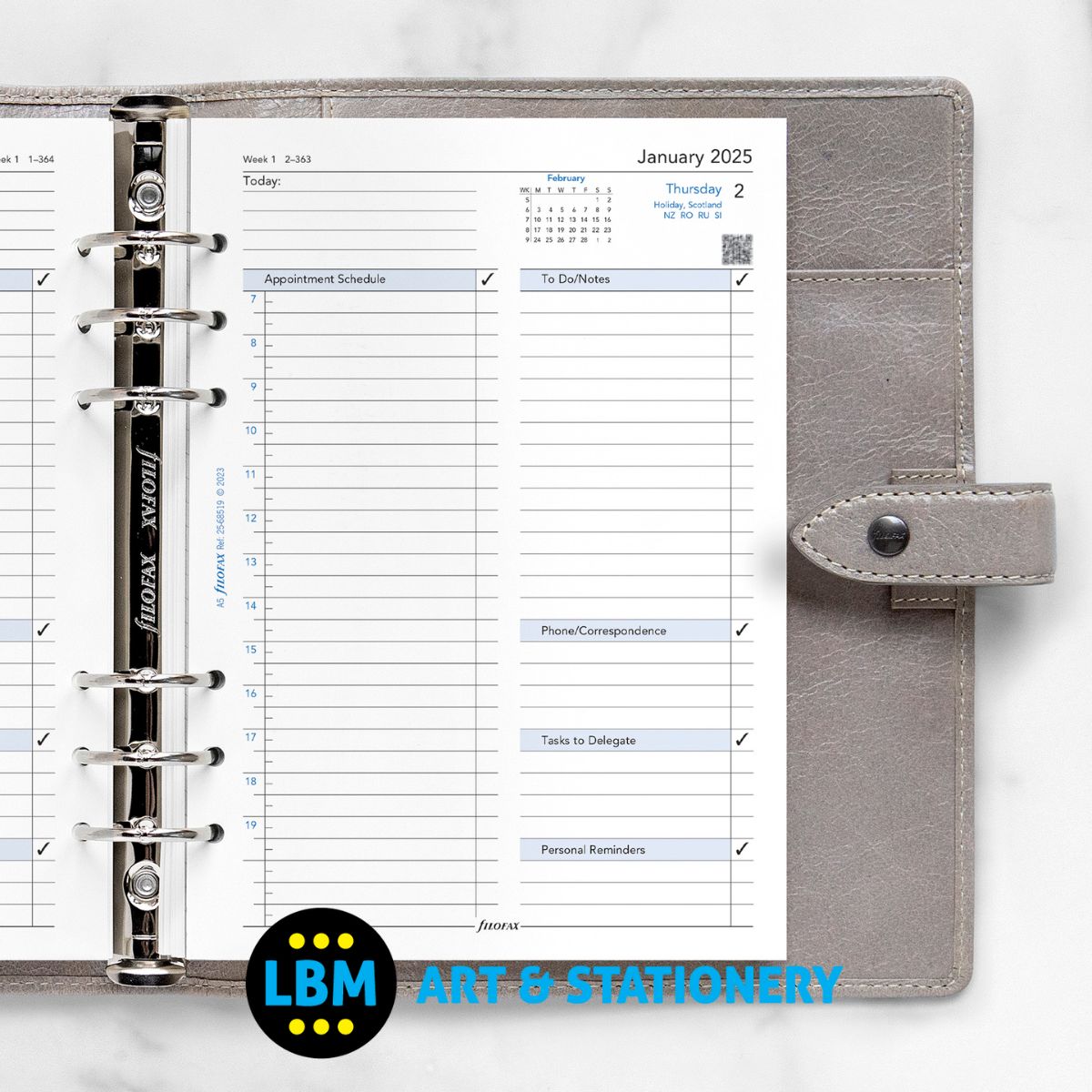 Filofax - 2025 A5 Diary Refill One Day On A Page Business Format 25-68519 - LBM Art & Stationery Store