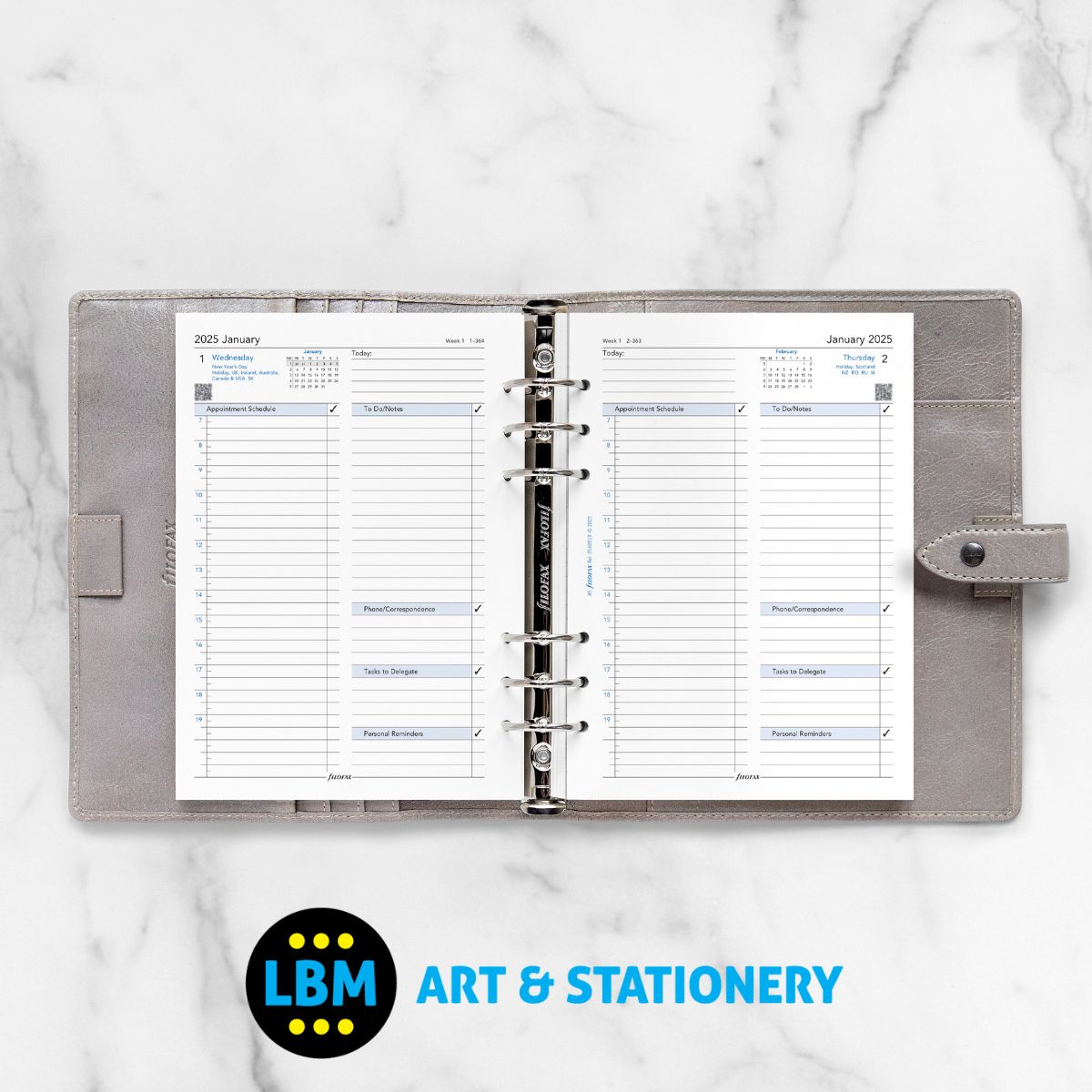 Filofax - 2025 A5 Diary Refill One Day On A Page Business Format 25-68519 - LBM Art & Stationery Store