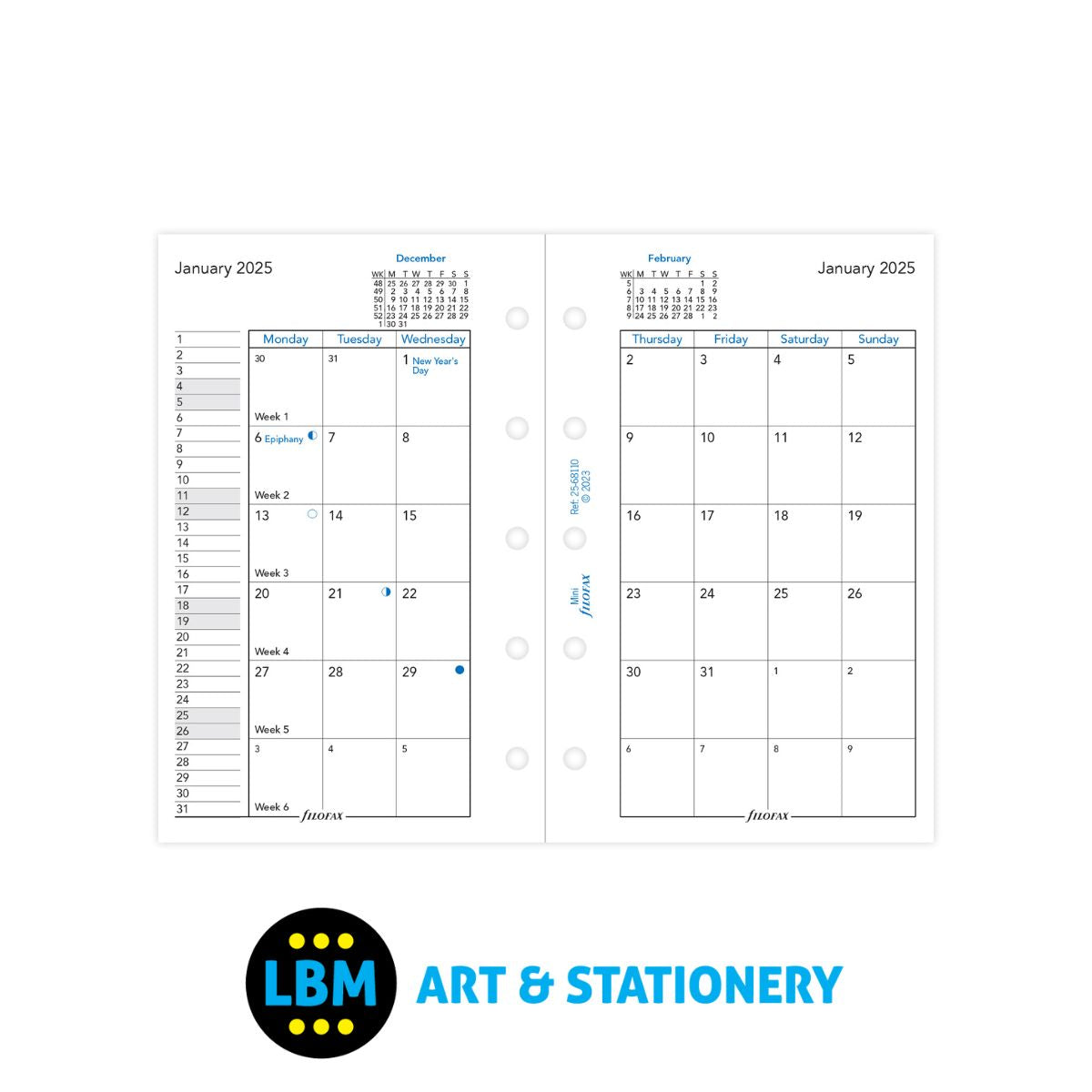 2025 Mini Diary Refill Month On Two Pages Organiser Insert 25-68110