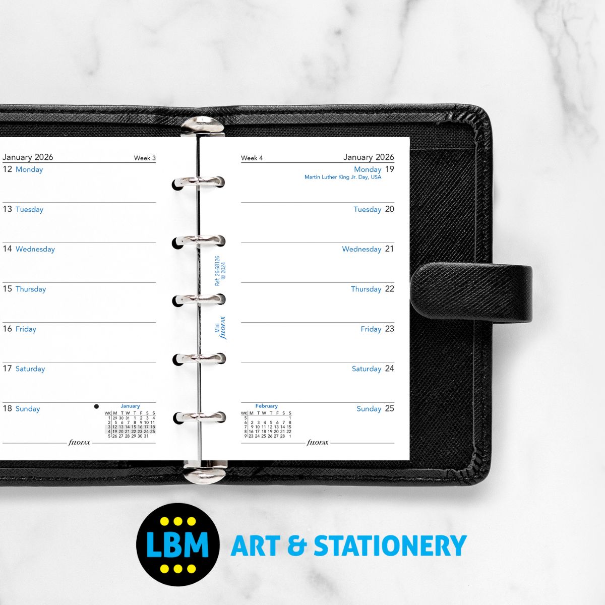 Filofax - 2026 Week On One Page Mini Diary Refill - Mini Organiser - 26-68126