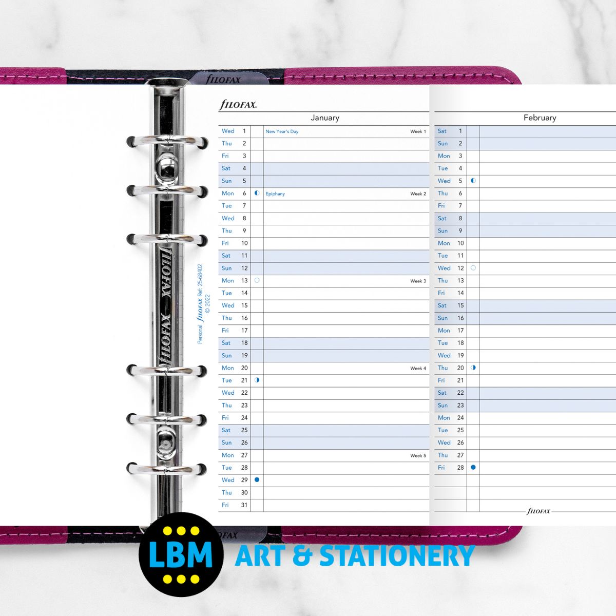 2025 Personal Size Year Planner Vertical layout Diary Refill 25-68402