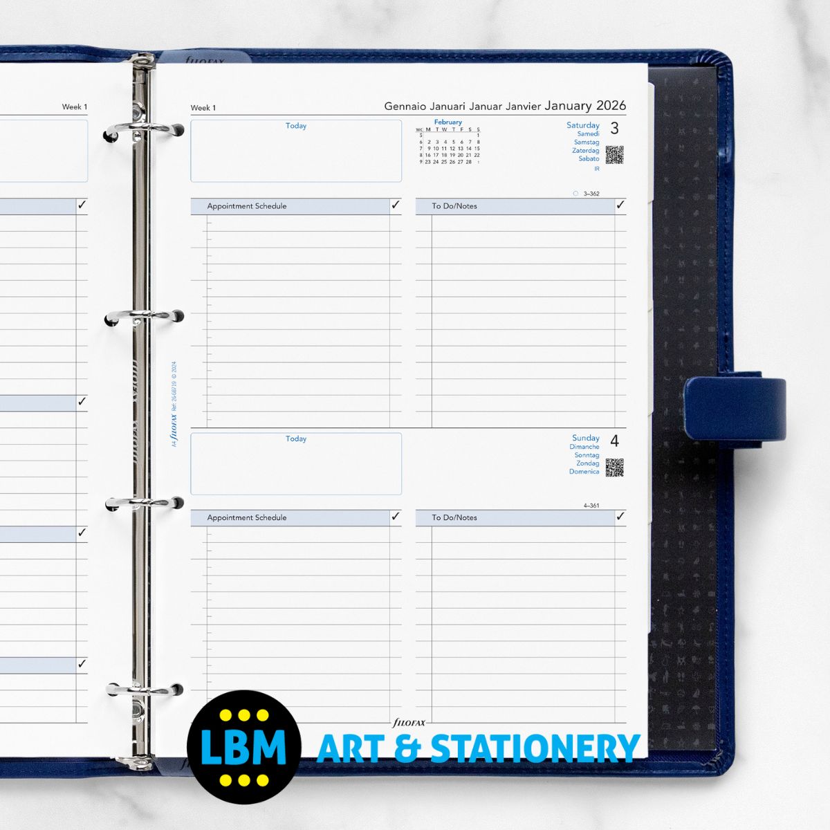 Filofax 2026 One Day On A Page Business Format Diary Refill - A4 Organiser - 26-68719