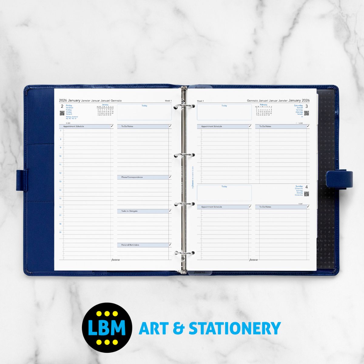 Filofax 2026 One Day On A Page Business Format Diary Refill - A4 Organiser - 26-68719