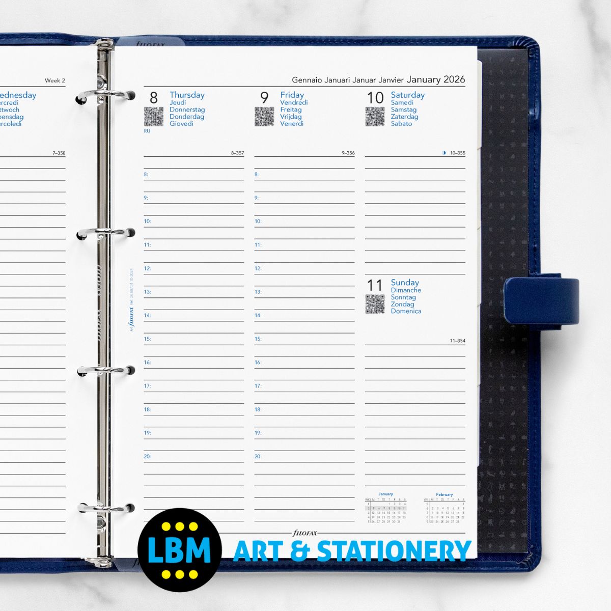Filofax - 2026 Week On Two Pages Appointments Diary Refill - A4 Organiser - 26-68714