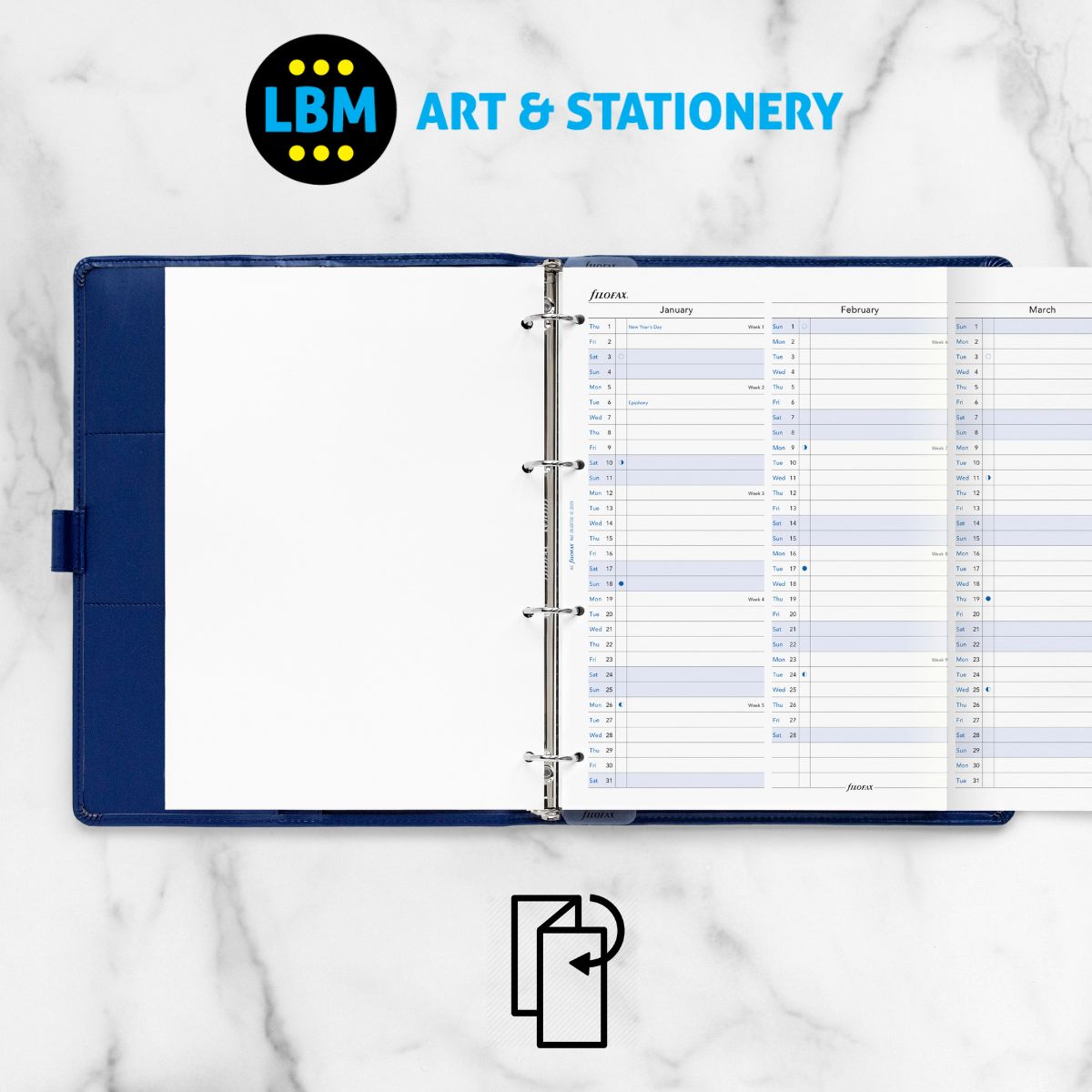 Filofax - 2026 Year Planner Vertical Layout Diary Refill - A4 Organiser - 26-68702