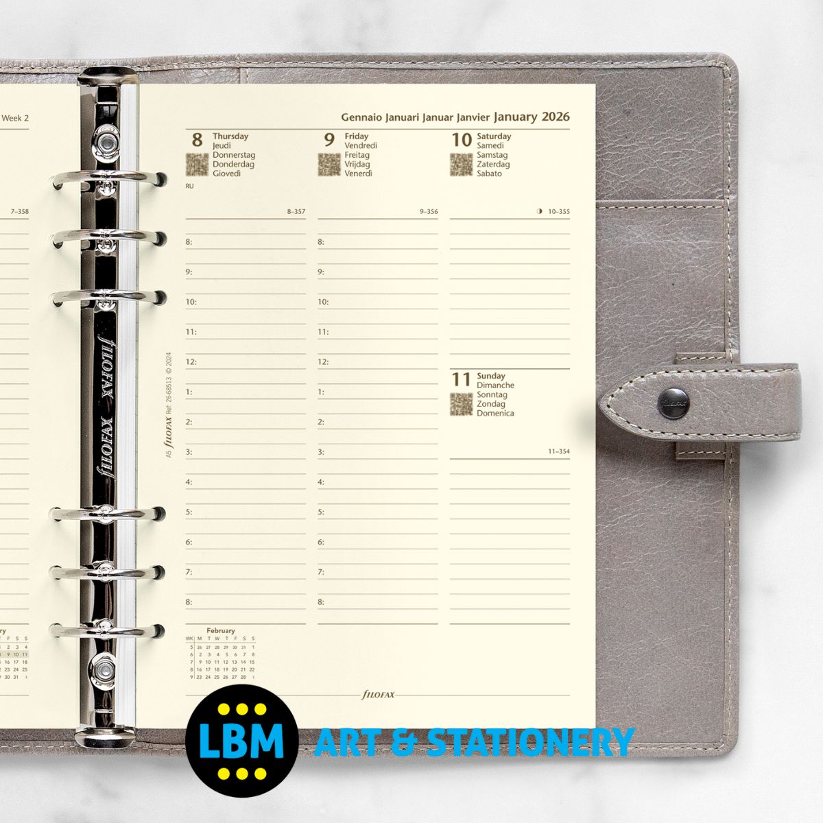 Filofax - 2026 Week On Two Pages Cotton Cream Diary Refill - A5 Organiser - 26-68513