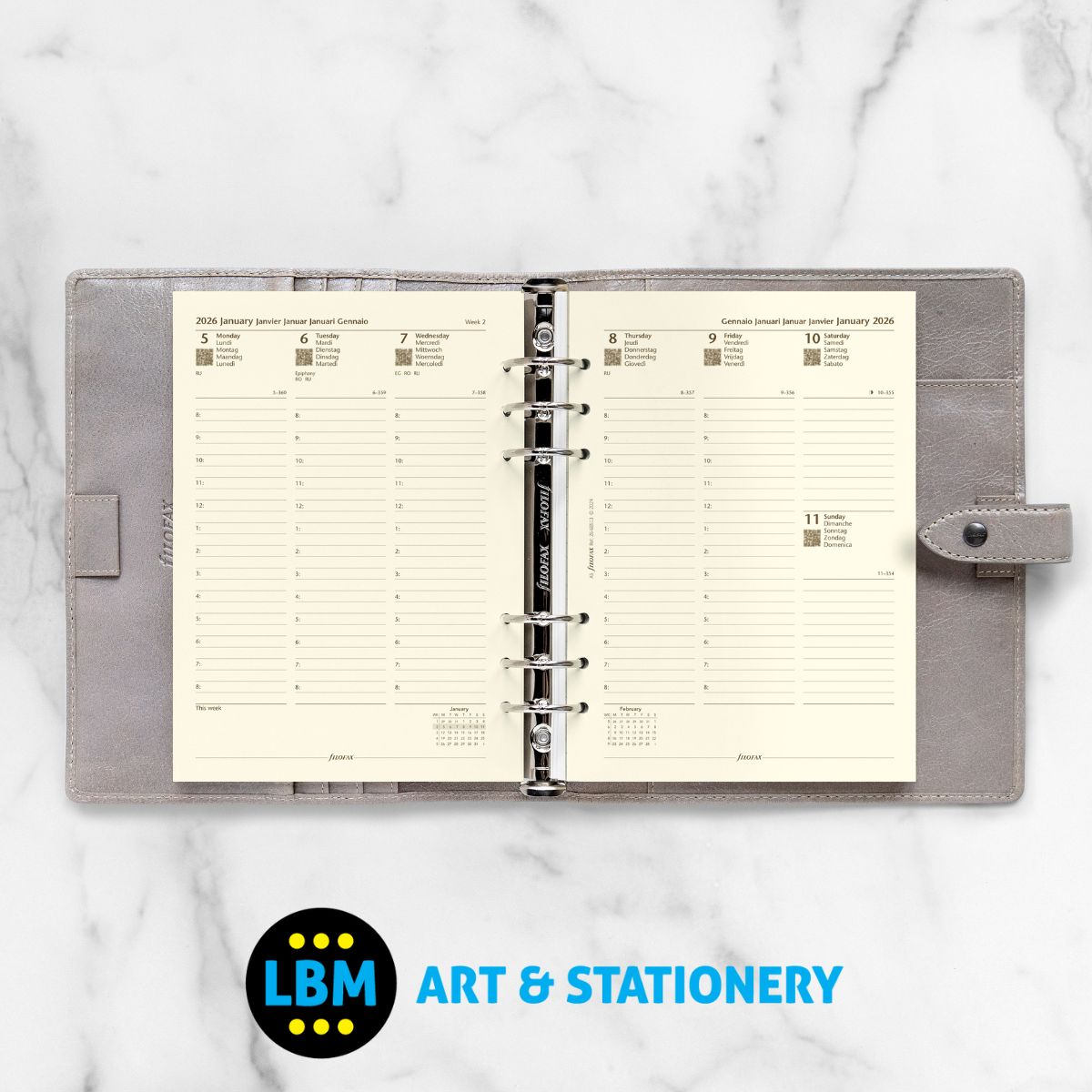 Filofax - 2026 Week On Two Pages Cotton Cream Diary Refill - A5 Organiser - 26-68513