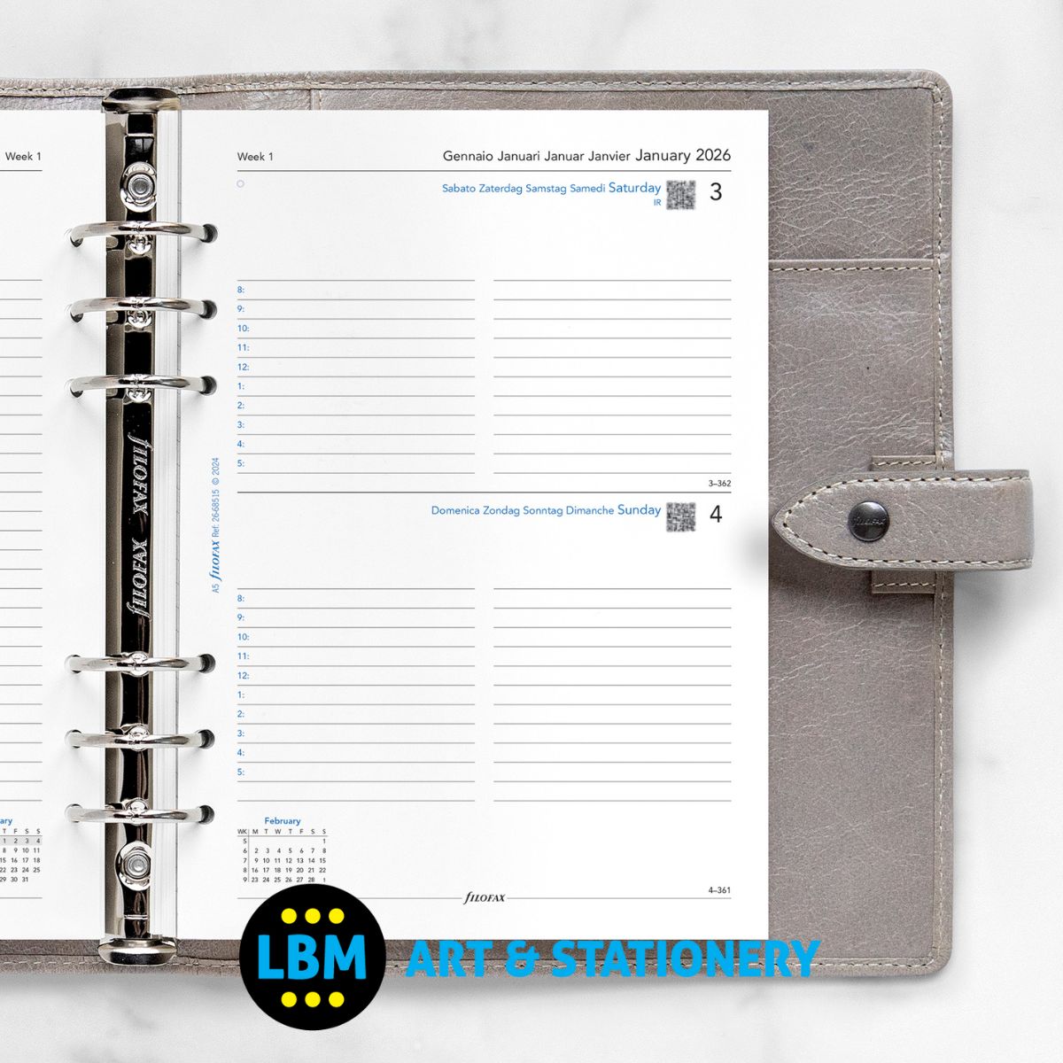 Filofax - 2026 One Day On A Page Appointments Diary Refill - A5 Organiser - 26-68515