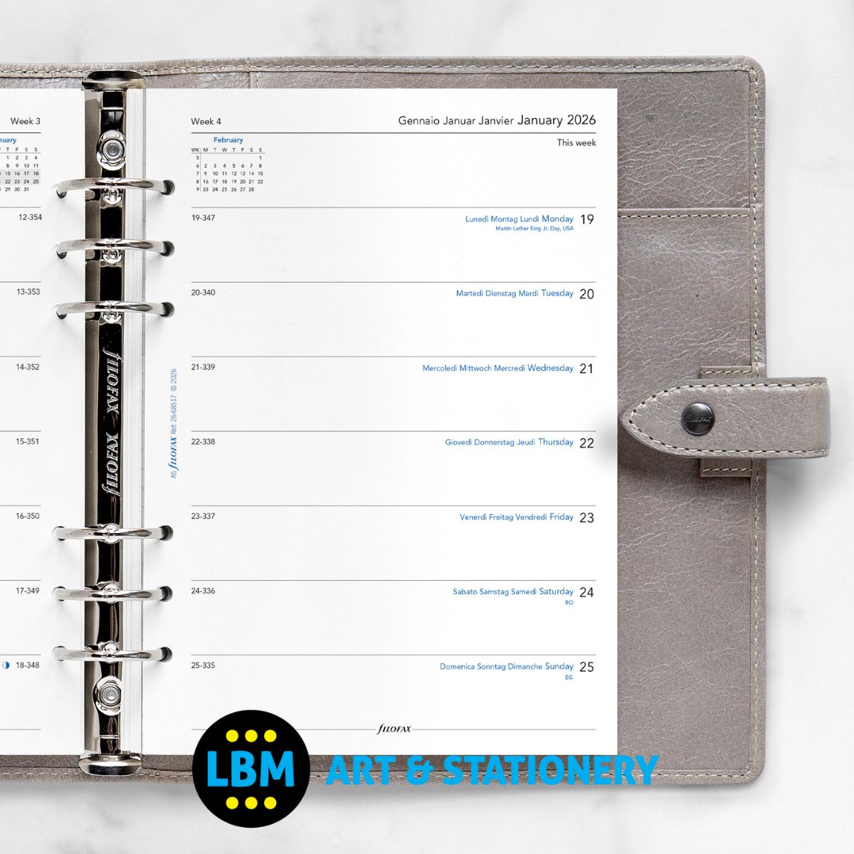 Filofax - 2026 Week On One Page Diary Refill - A5 Organiser - 26-68517