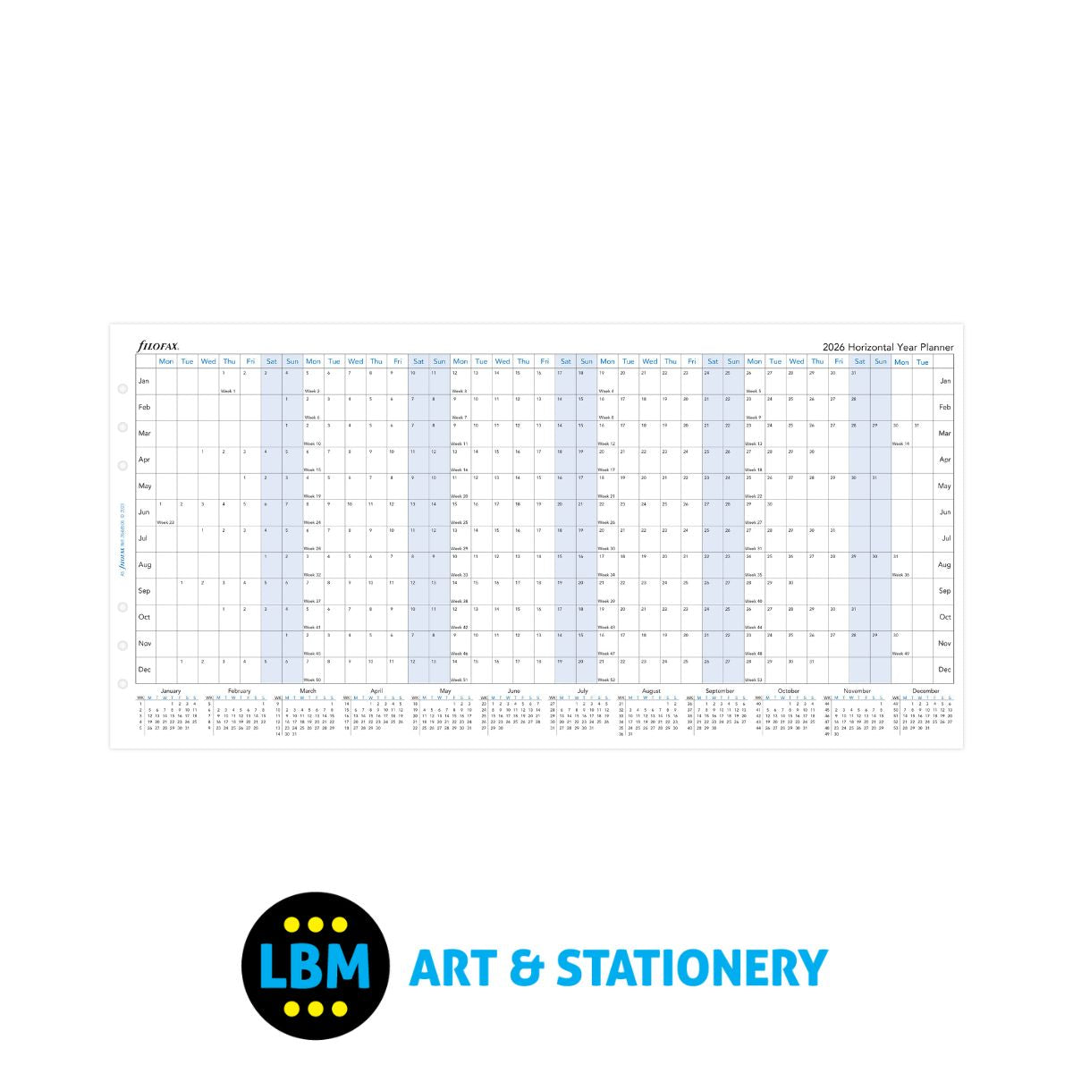 Filofax - 2026 Year Planner Horizontal Layout Diary Refill - A5 Organiser - 26-68506