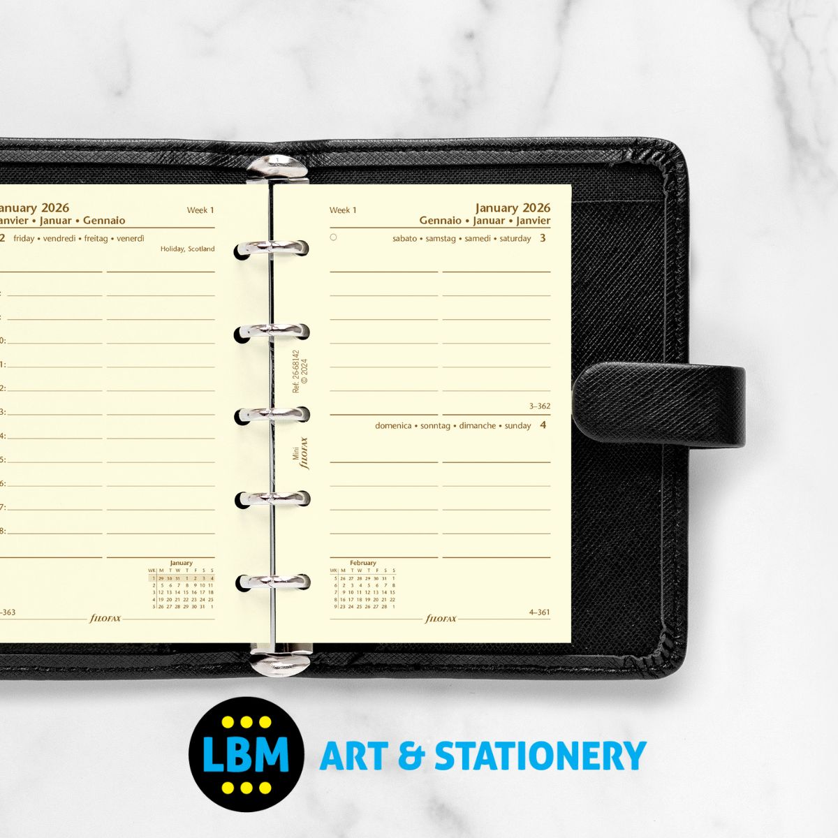 Filofax - 2026 One Day On A Page Cotton Cream Diary Refill - Mini Organiser - 26-68142