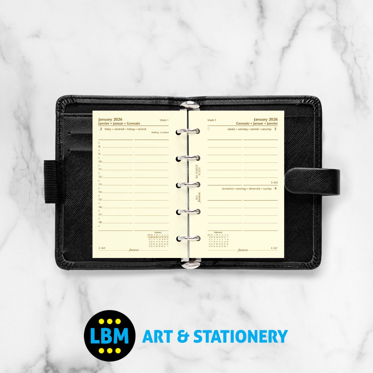 Filofax - 2026 One Day On A Page Cotton Cream Diary Refill - Mini Organiser - 26-68142