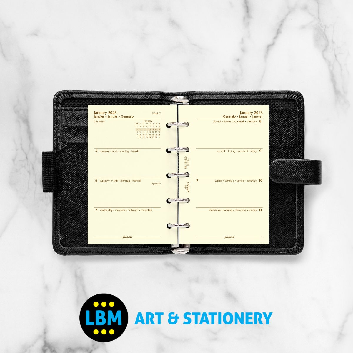 Filofax - 2026 Week On Two Pages Cotton Cream Diary Refill - Mini Organiser - 26-68124