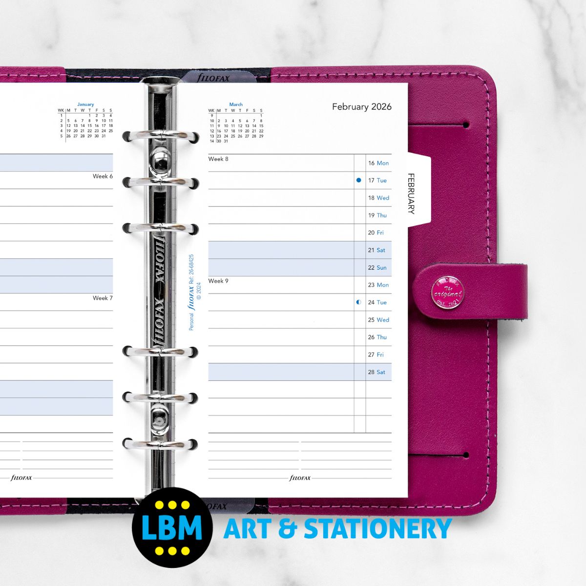 Filofax - 2026 Month On Two Pages with Month Tabs Diary Refill - Personal - 26-68425