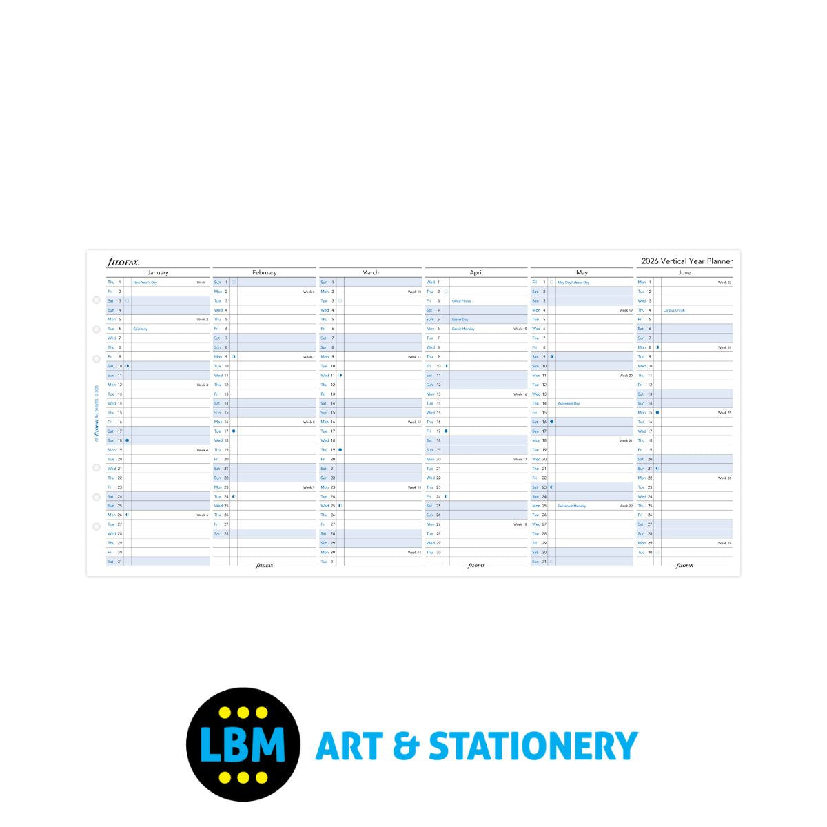 Filofax - 2026 Year Planner Vertical Layout Diary Refill - A5 Organiser - 26-68501
