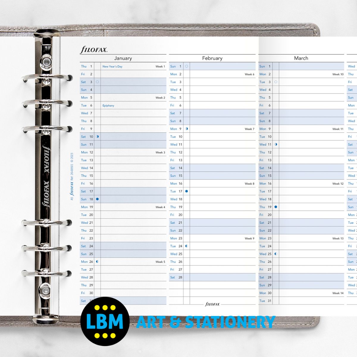 Filofax - 2026 Year Planner Vertical Layout Diary Refill - A5 Organiser - 26-68501