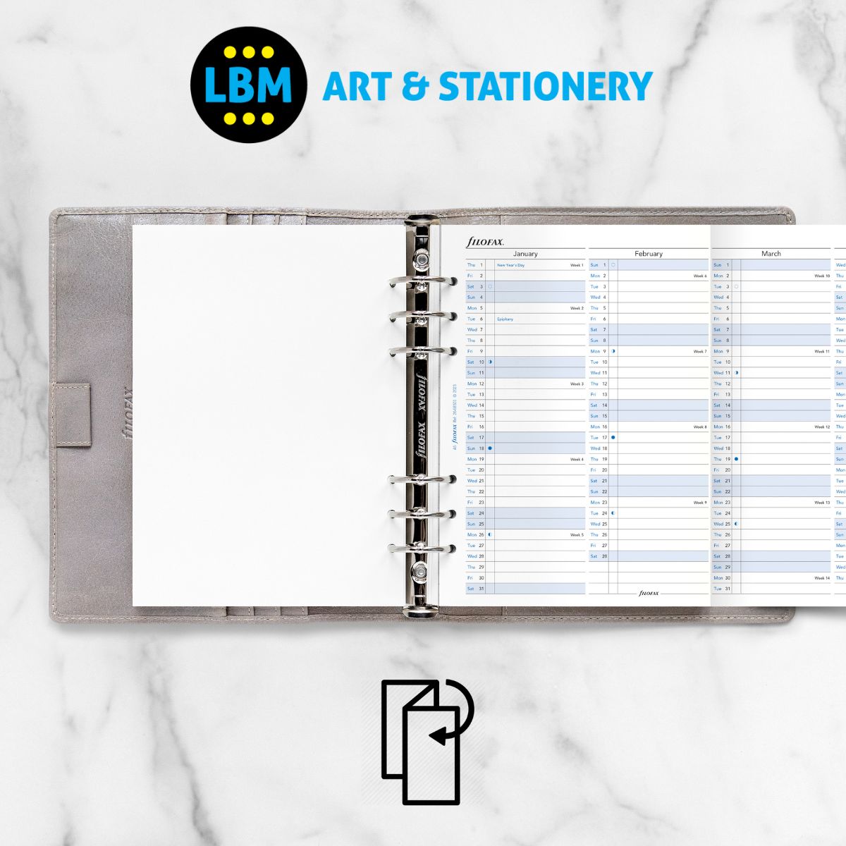 Filofax - 2026 Year Planner Vertical Layout Diary Refill - A5 Organiser - 26-68501