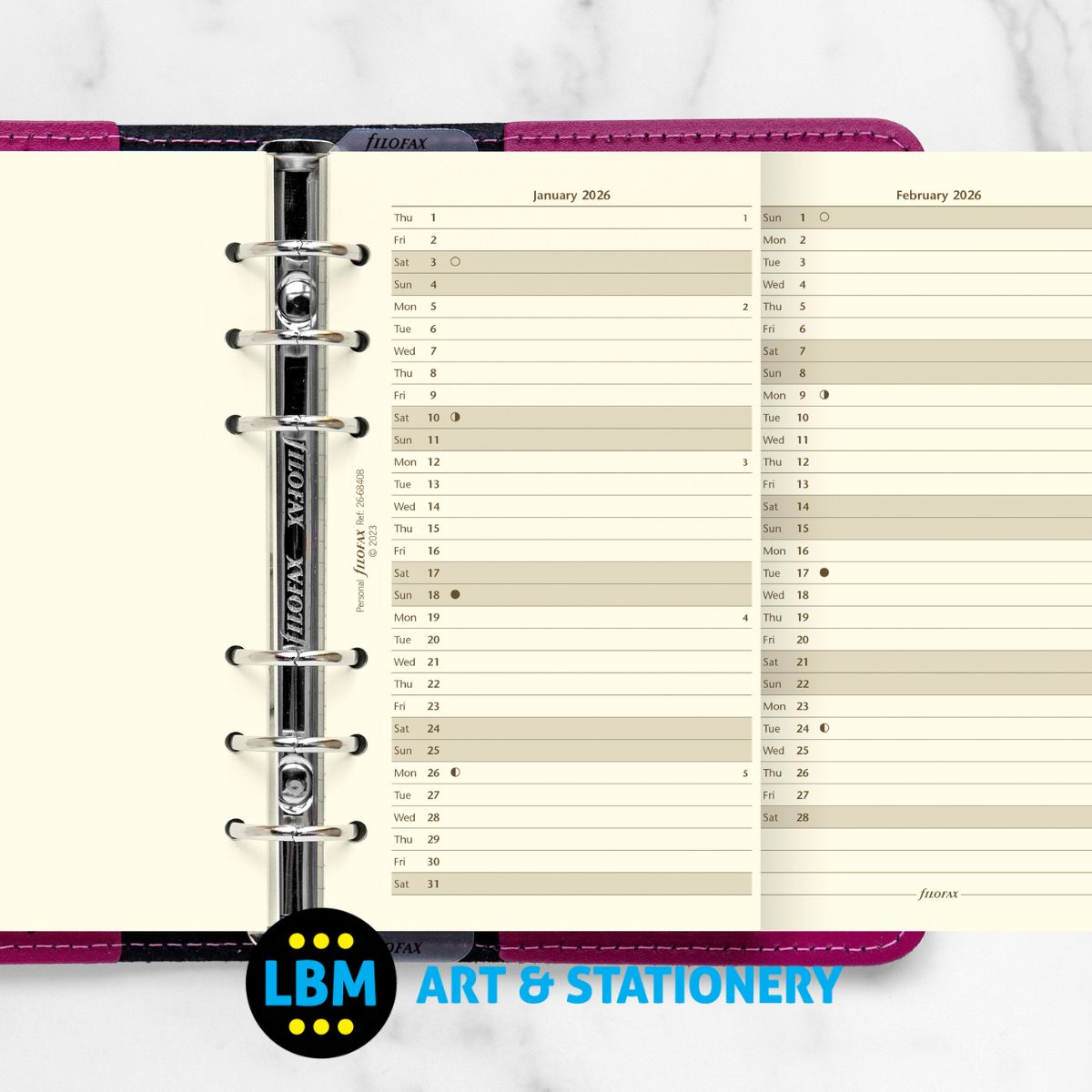 Filofax - 2026 Year Planner Vertical Layout Cotton Cream - Personal Organiser - 26-68408