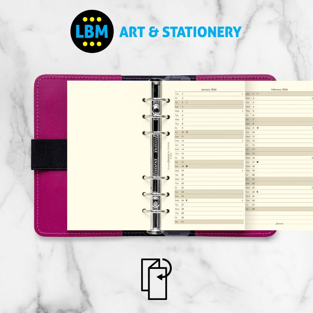 Filofax - 2026 Year Planner Vertical Layout Cotton Cream - Personal Organiser - 26-68408