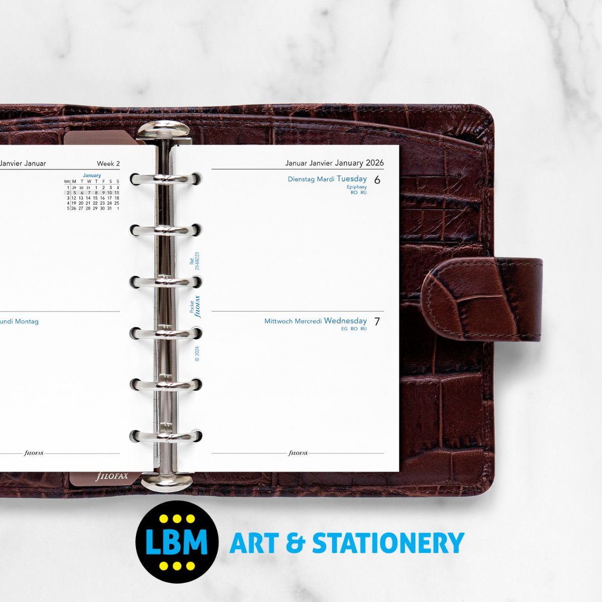Filofax - 2026 Two Days On One Page Diary Refill - Pocket Organiser - 26-68223