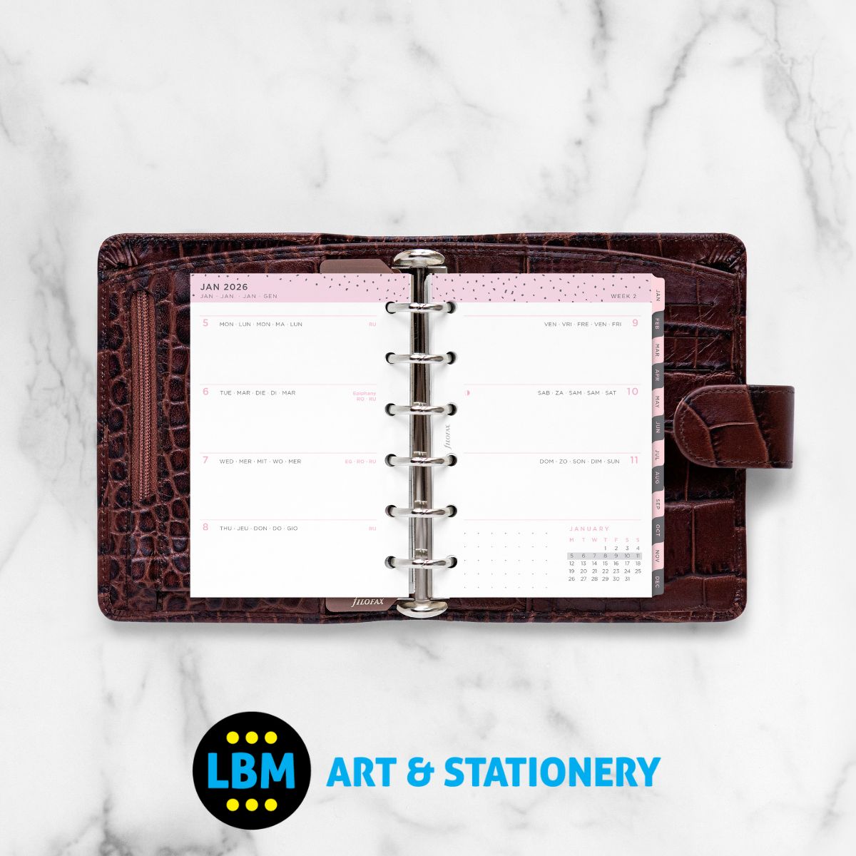 Filofax - 2026 Week On Two Pages Confetti Design Diary Refill - Pocket Organiser - 26-68291