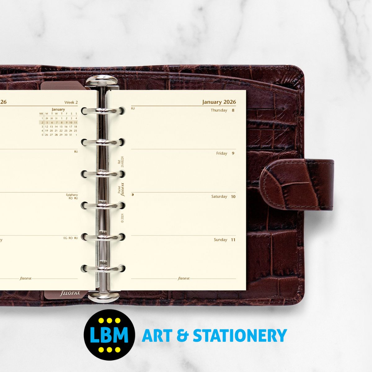 Filofax - 2026 Week On Two Pages Cotton Cream Diary Refill - Pocket Organiser - 26-68224