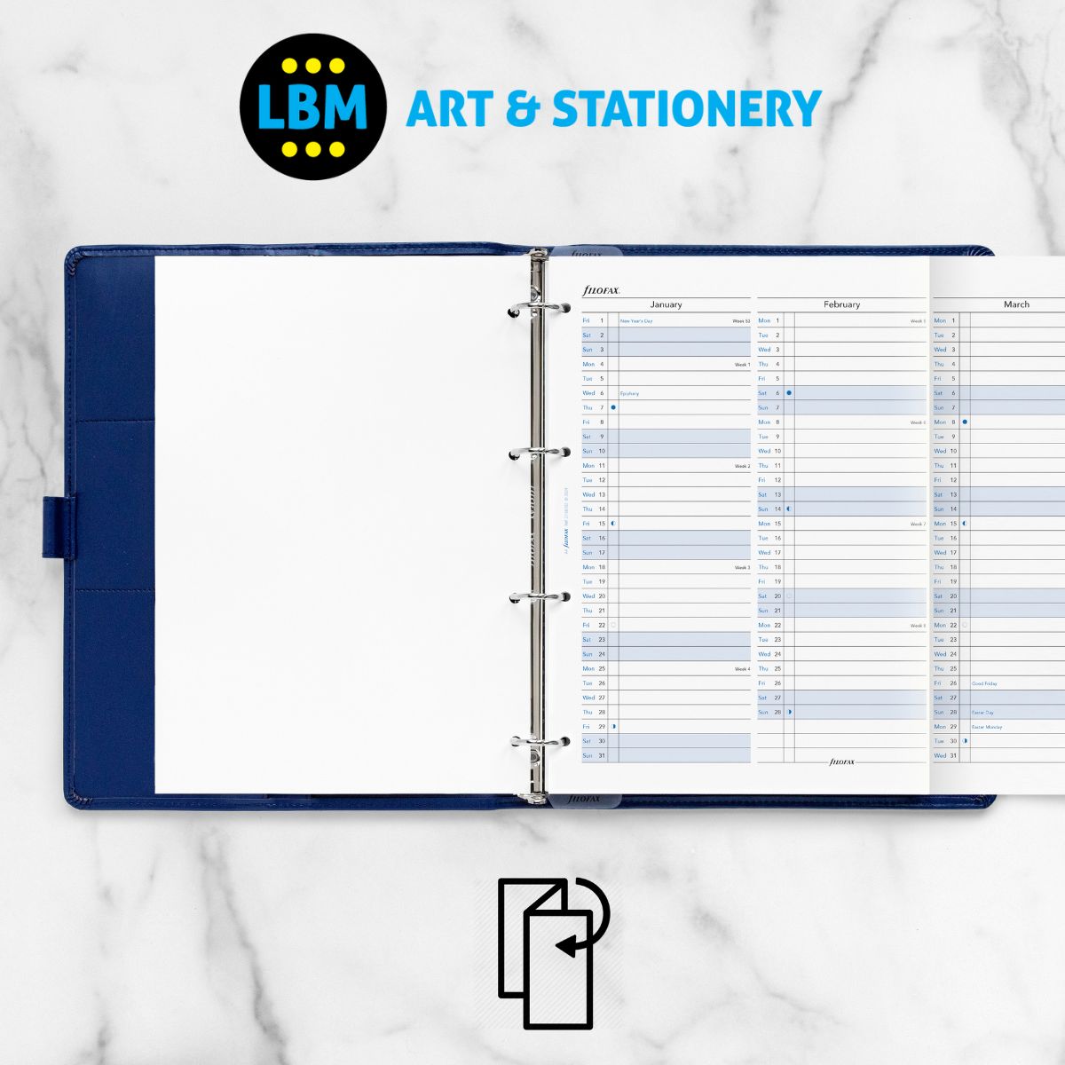 Filofax - 2027 Year Planner Vertical Layout Diary Refill - A4 Organiser - 27-68702