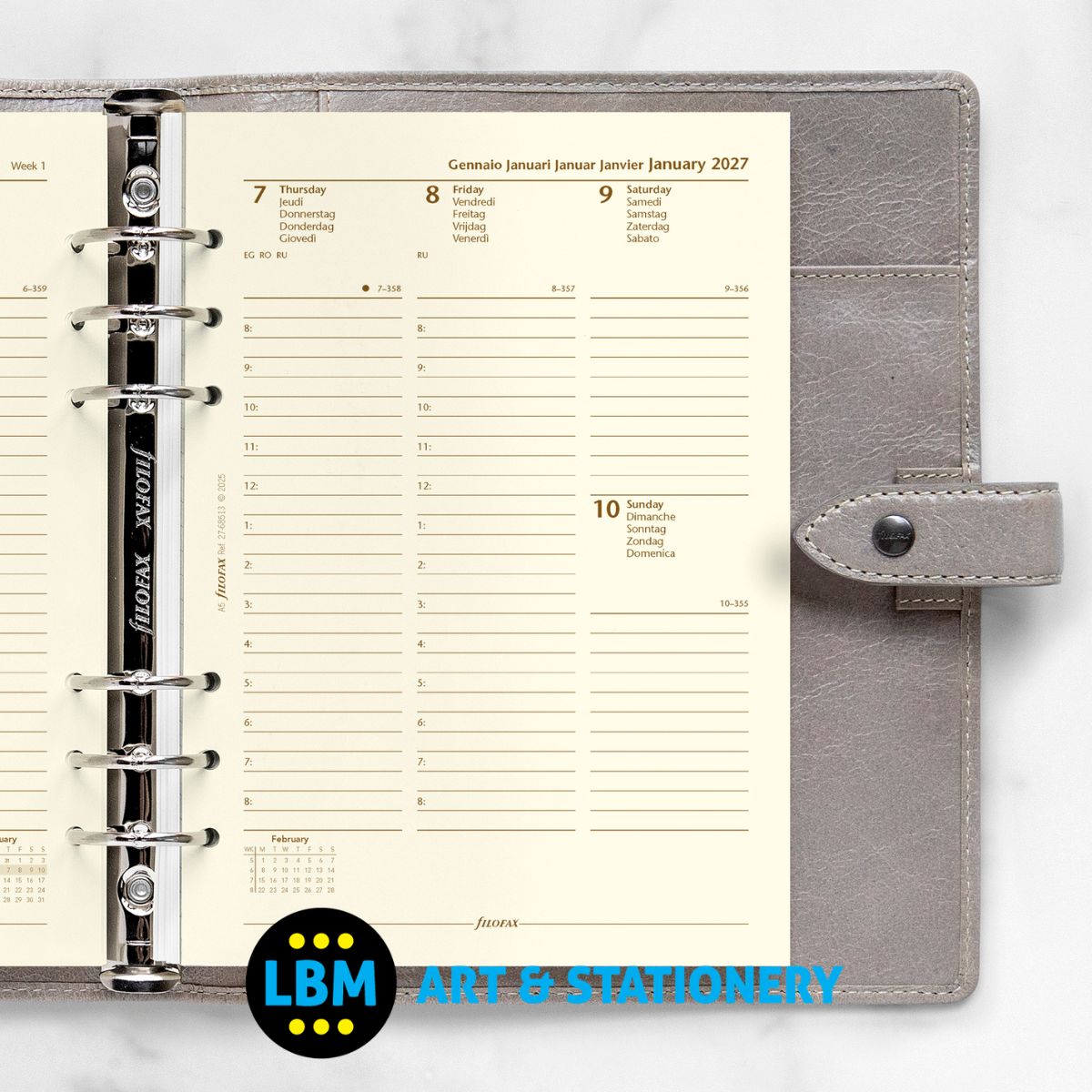 - Filofax - 2027 Week On Two Pages Cotton Cream Diary Refill - A5 Organiser - 27-68513 - LBM Art & Stationery Store