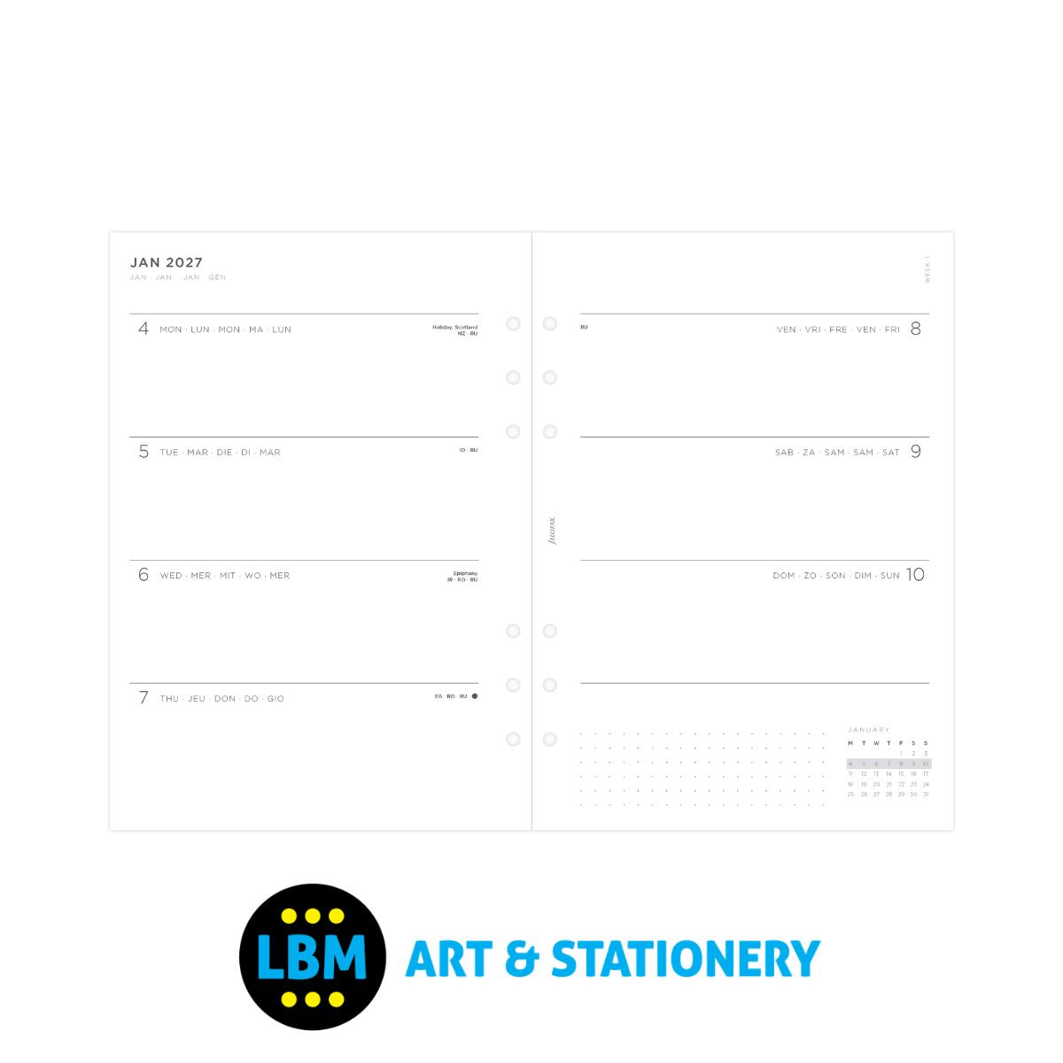 Filofax - 2027 Week On Two Pages Diary Refill - A5 Organiser - 27-68590