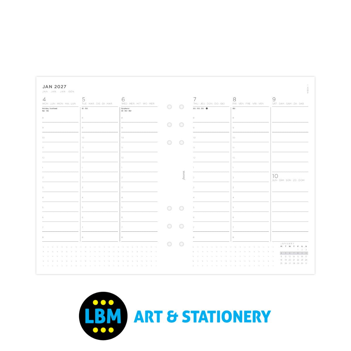 Filofax - 2027 Week On Two Pages Appointments Diary Refill - A5 Organiser - 27-68593