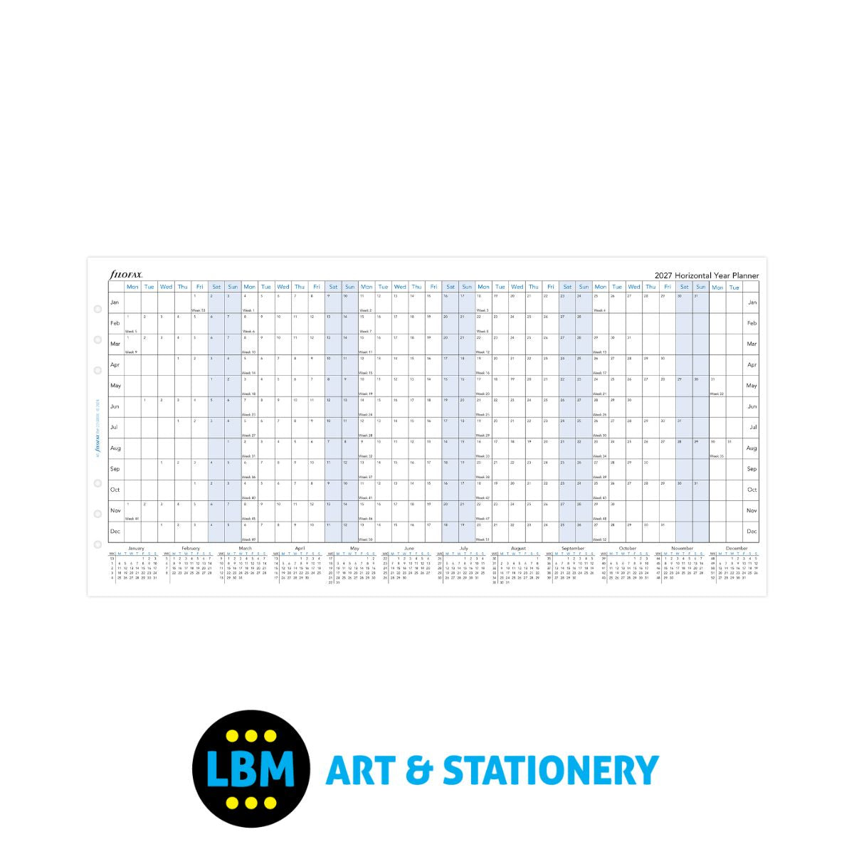 Filofax - 2027 Year Planner Horizontal Layout Diary Refill - A5 Organiser - 27-68506