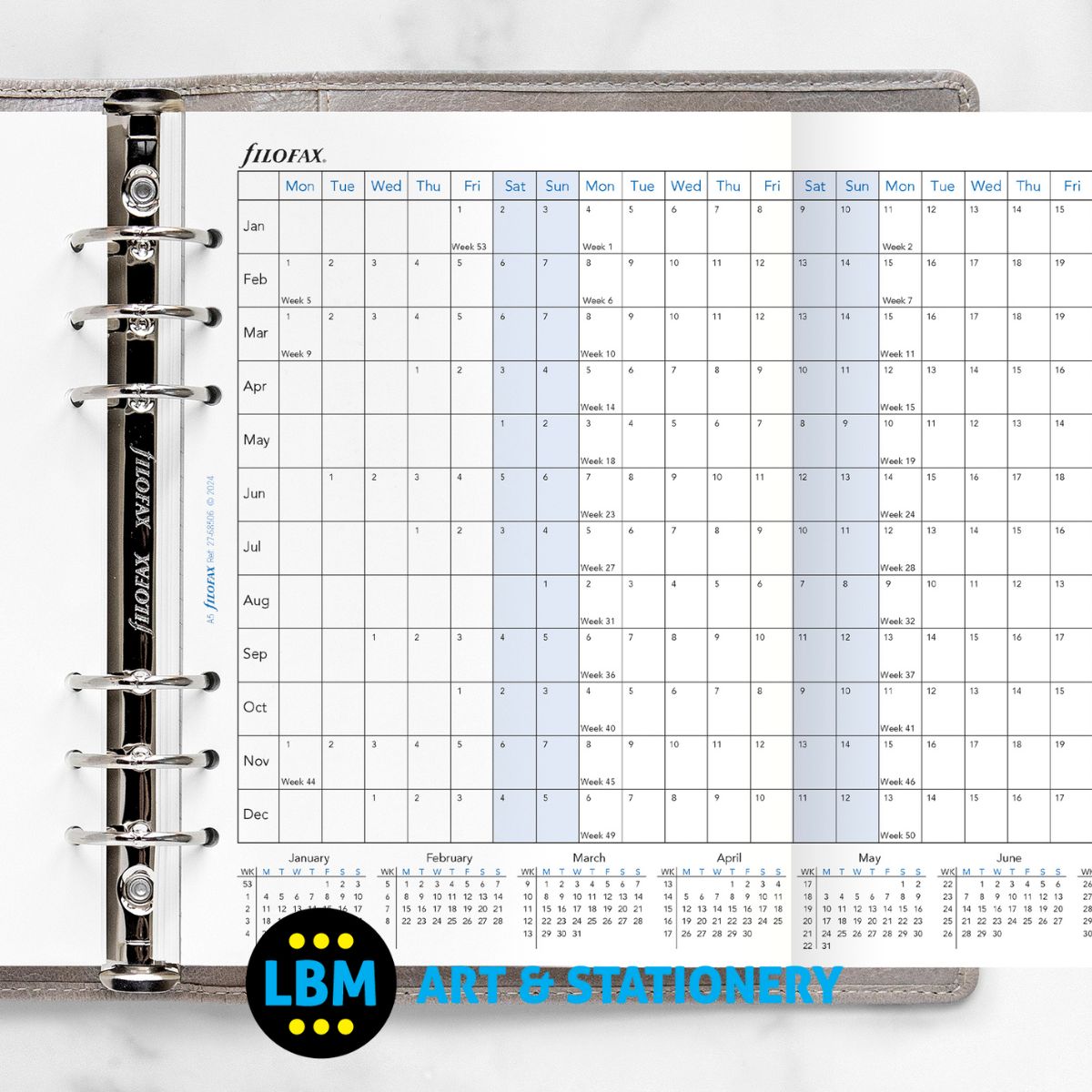 Filofax - 2027 Year Planner Horizontal Layout Diary Refill - A5 Organiser - 27-68506