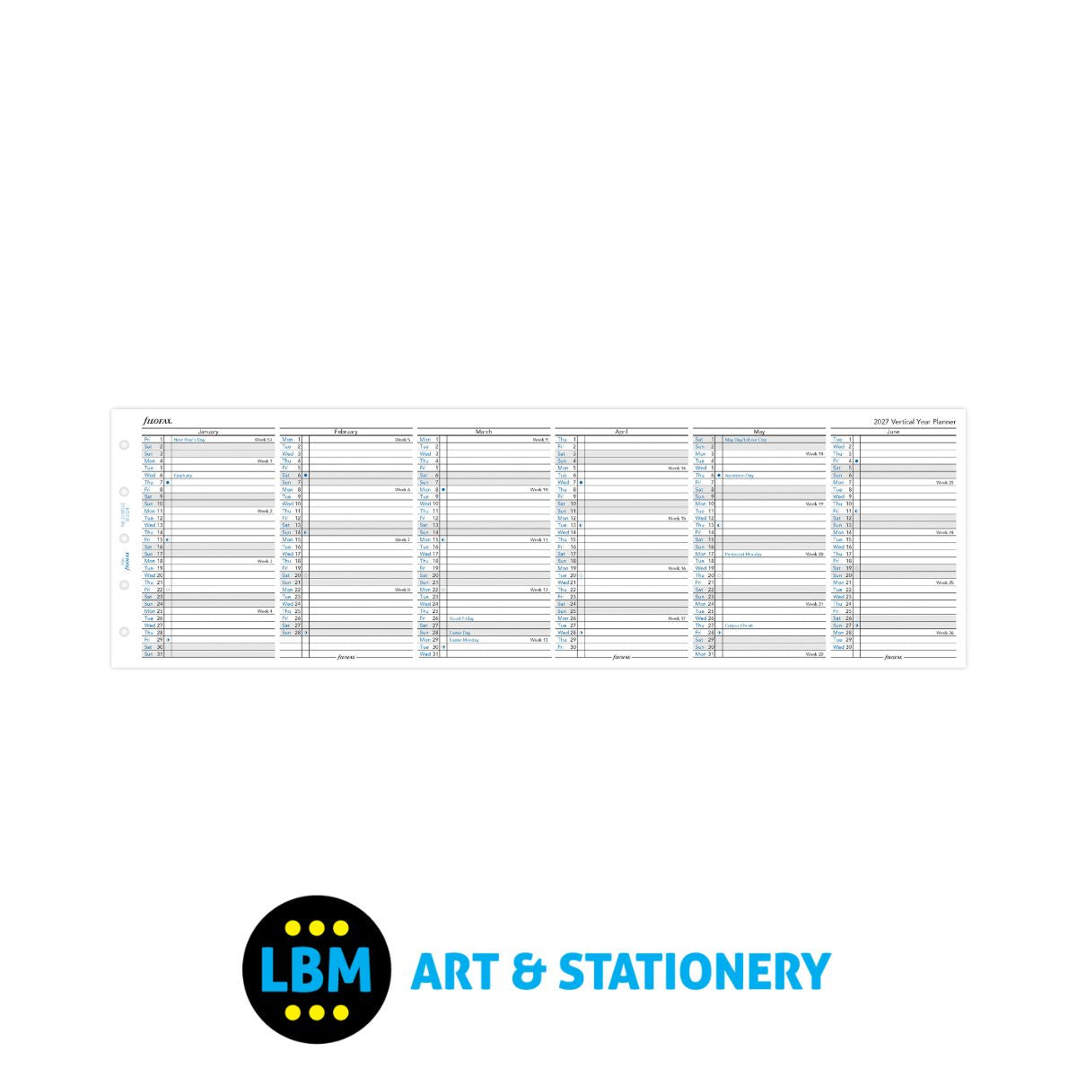 Filofax - 2027 Year Planner Vertical layout Diary Refill - Mini Organiser - 27-68102