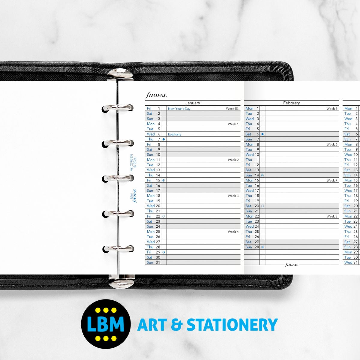 Filofax - 2027 Year Planner Vertical layout Diary Refill - Mini Organiser - 27-68102
