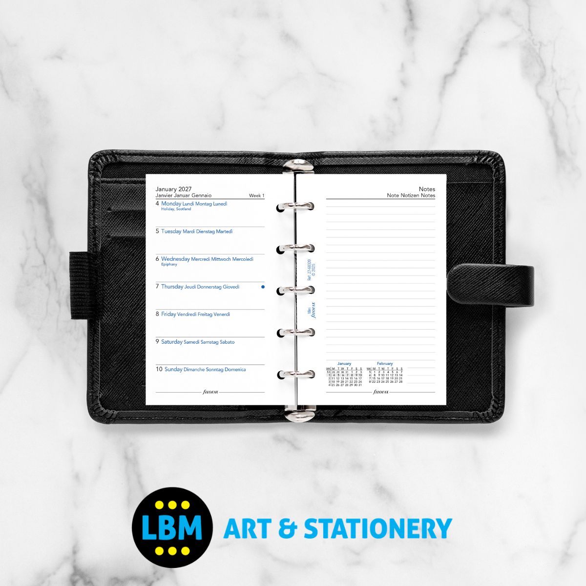 - Filofax - 2027 Week Per Page Diary with Notes Refill - Mini Organiser - 27-68109 - LBM Art & Stationery Store
