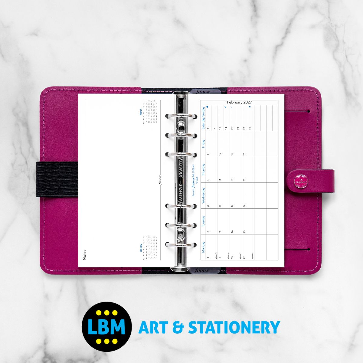 Filofax - 2027 Month On One Page with Facing Notes Diary Refill - Personal - 27-68405