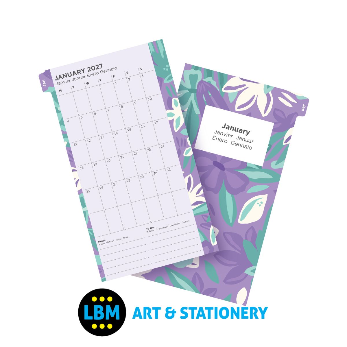 Filofax - 2027 Week On Two Pages Illustrated Floral Pack Diary Refill - Personal - 27-6341