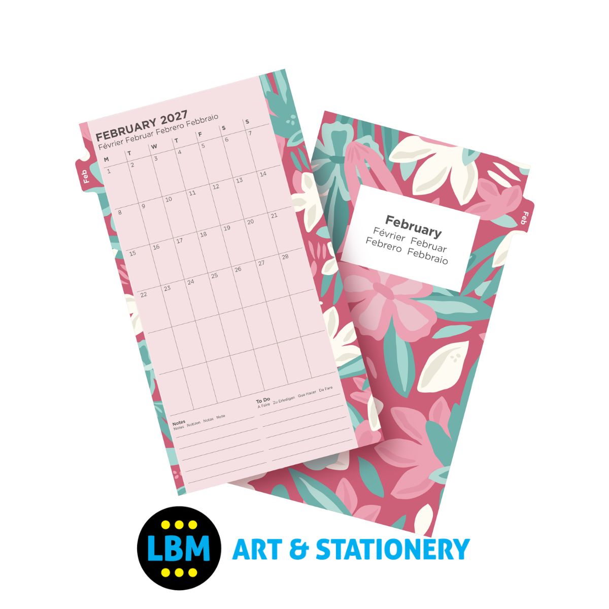 Filofax - 2027 Week On Two Pages Illustrated Floral Pack Diary Refill - Personal - 27-6341