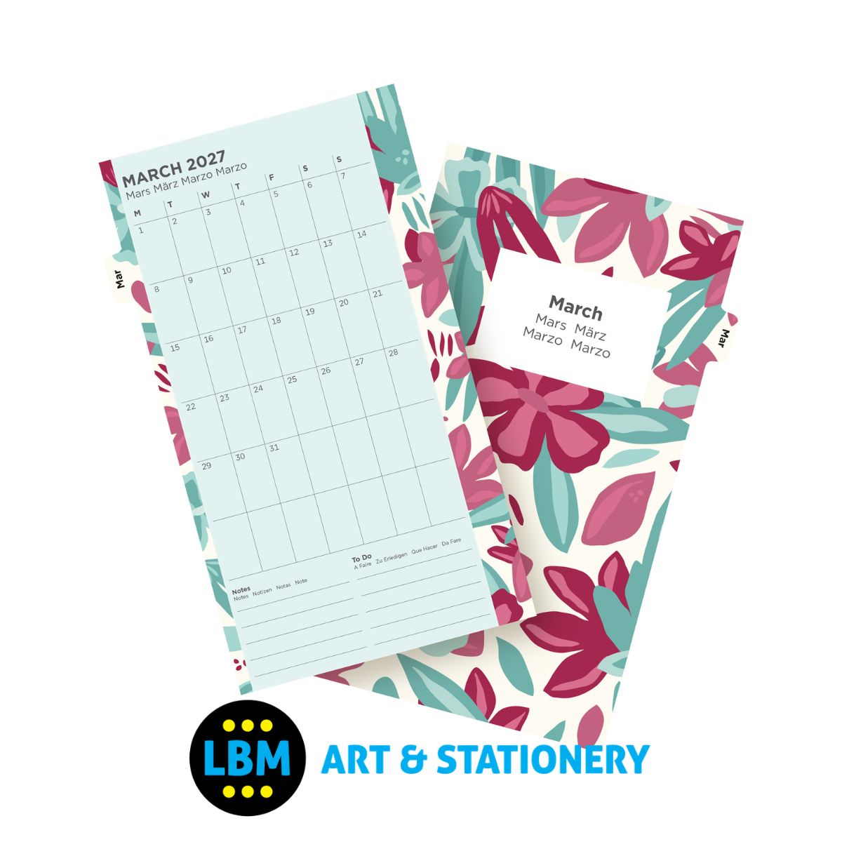 Filofax - 2027 Week On Two Pages Illustrated Floral Pack Diary Refill - Personal - 27-6341