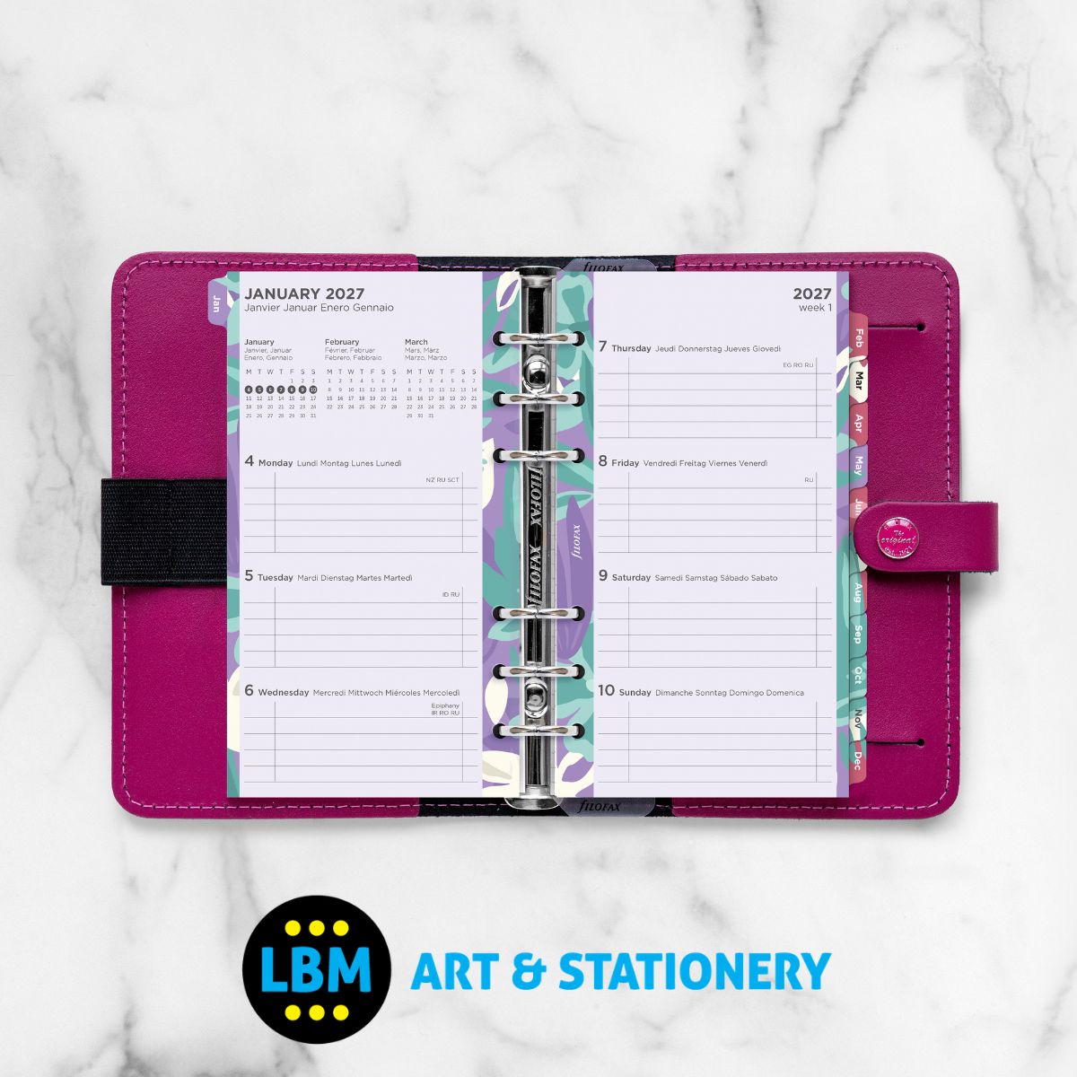 Filofax - 2027 Week On Two Pages Illustrated Floral Pack Diary Refill - Personal - 27-6341
