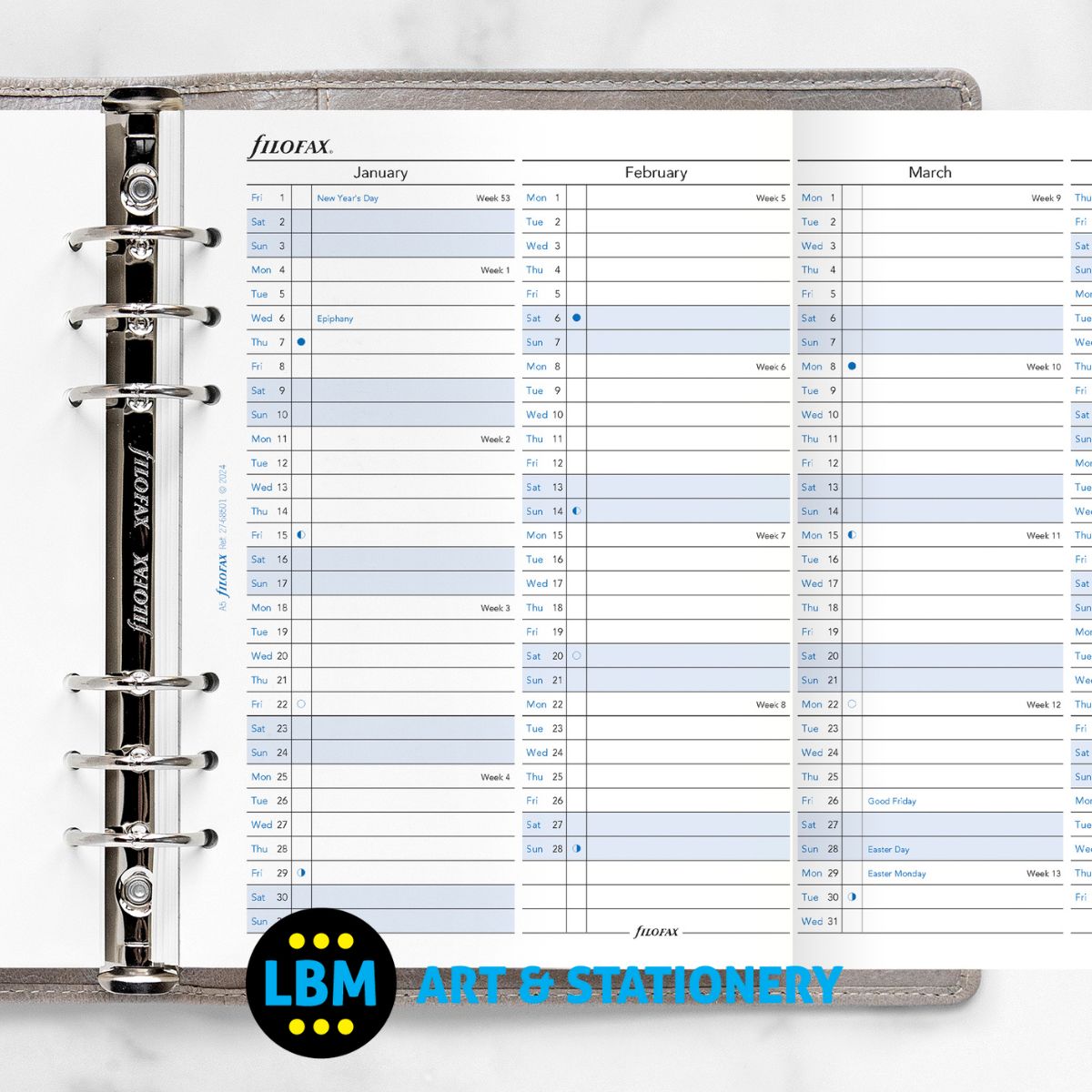 Filofax - 2027 Year Planner Vertical Layout Diary Refill - A5 Organiser - 27-68501