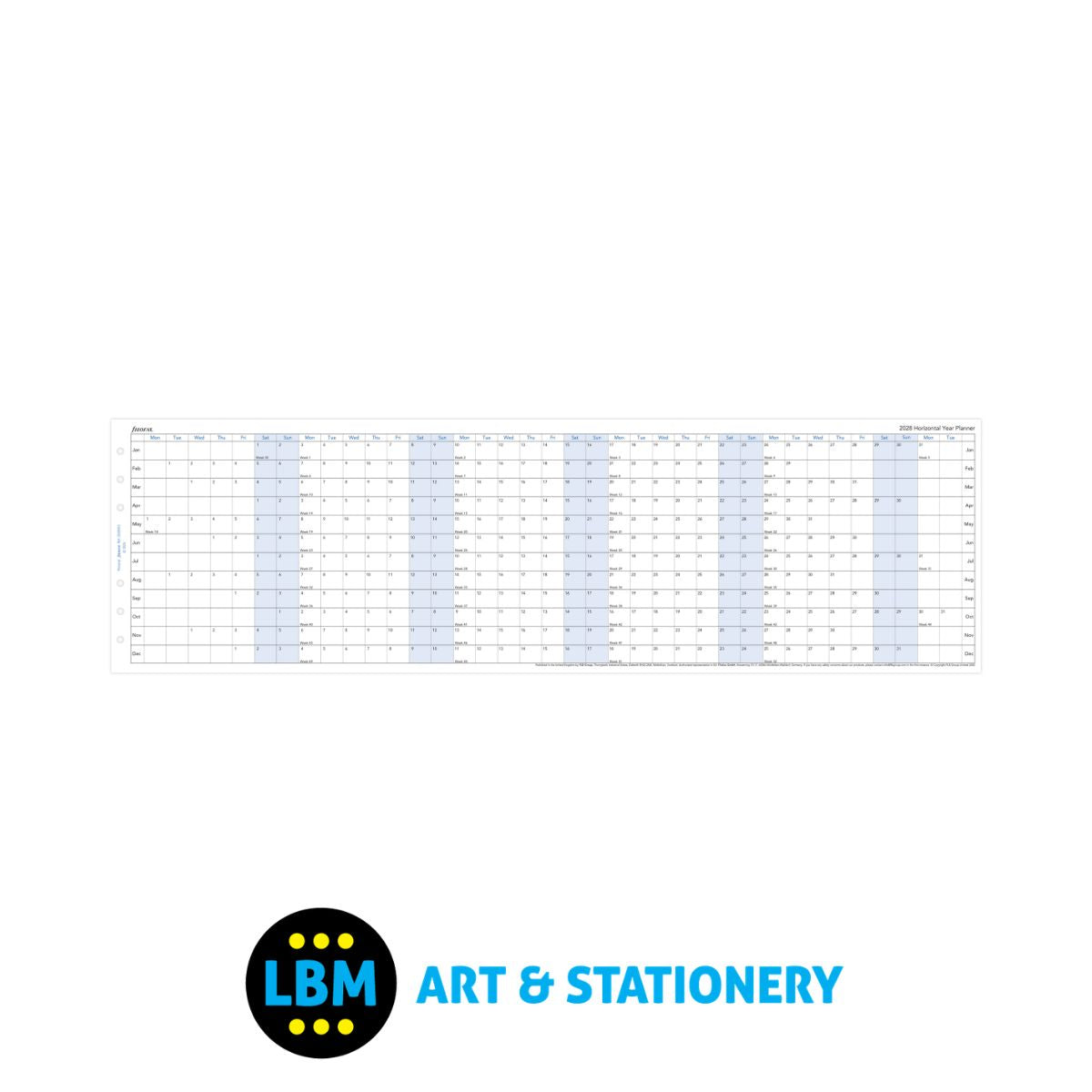 Filofax - 2028 Year Planner Horizontal Format Diary Refill - Personal Organiser - 28-68401