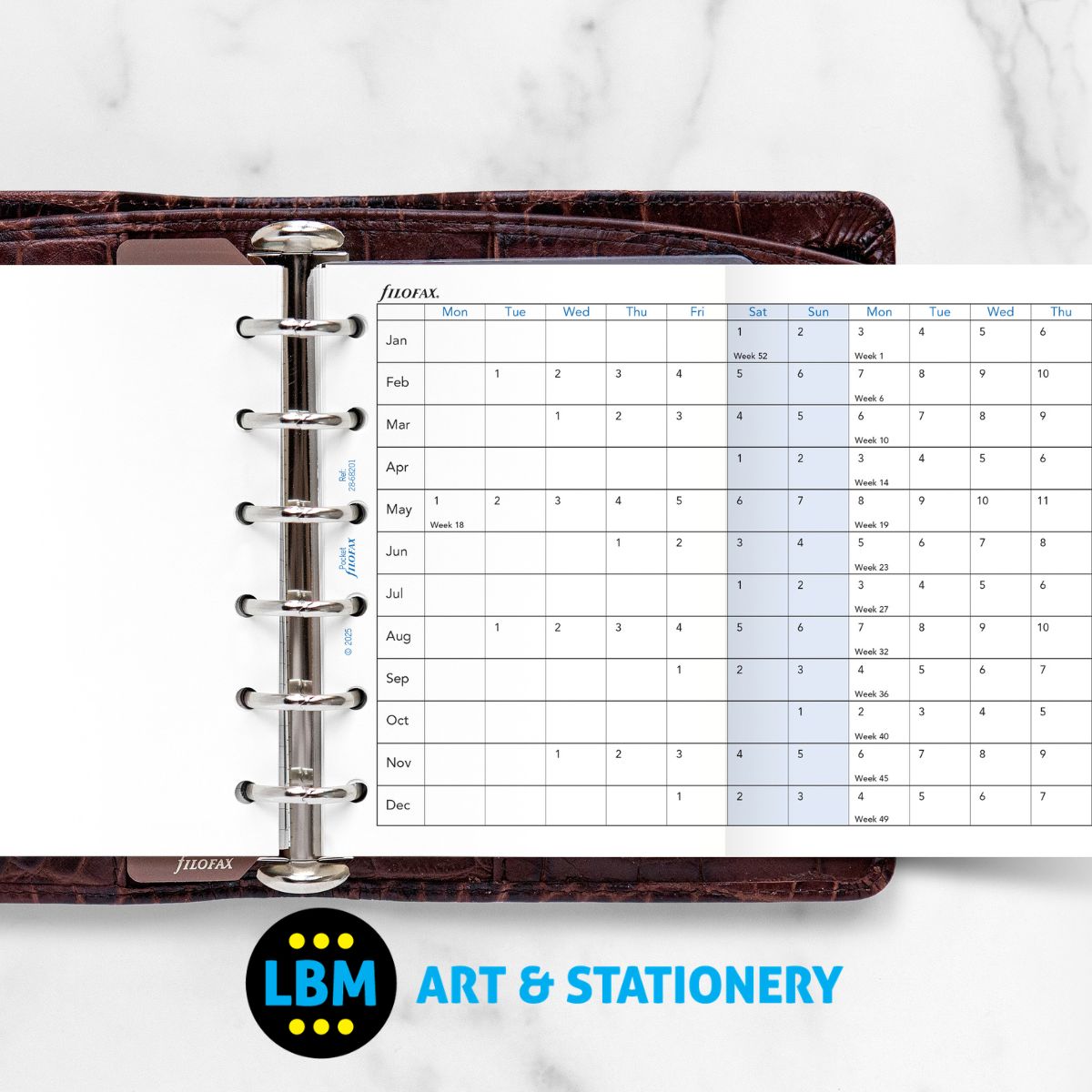 Filofax - 2028 Year Planner Horizontal Diary Refill - Pocket Organiser - 28-68201