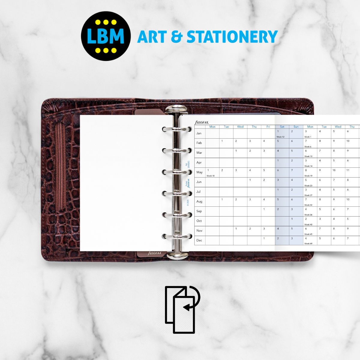 Filofax - 2028 Year Planner Horizontal Diary Refill - Pocket Organiser - 28-68201