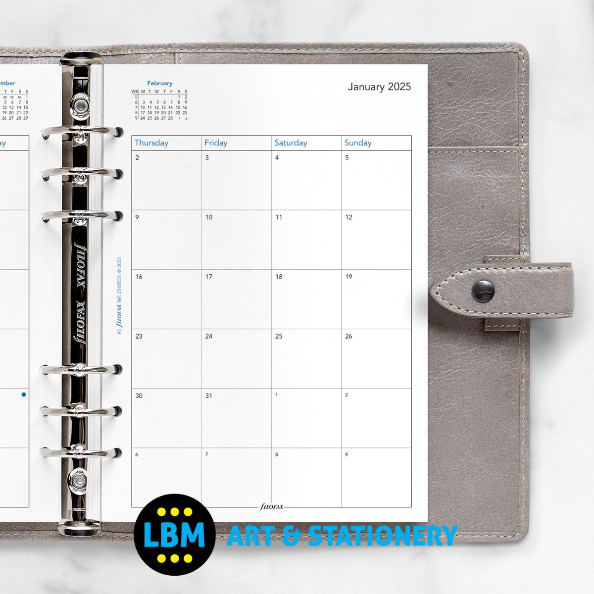 Filofax - 2025 A5 Diary Refill One Month On Two Pages Organiser 25-68510 - LBM Art & Stationery Store