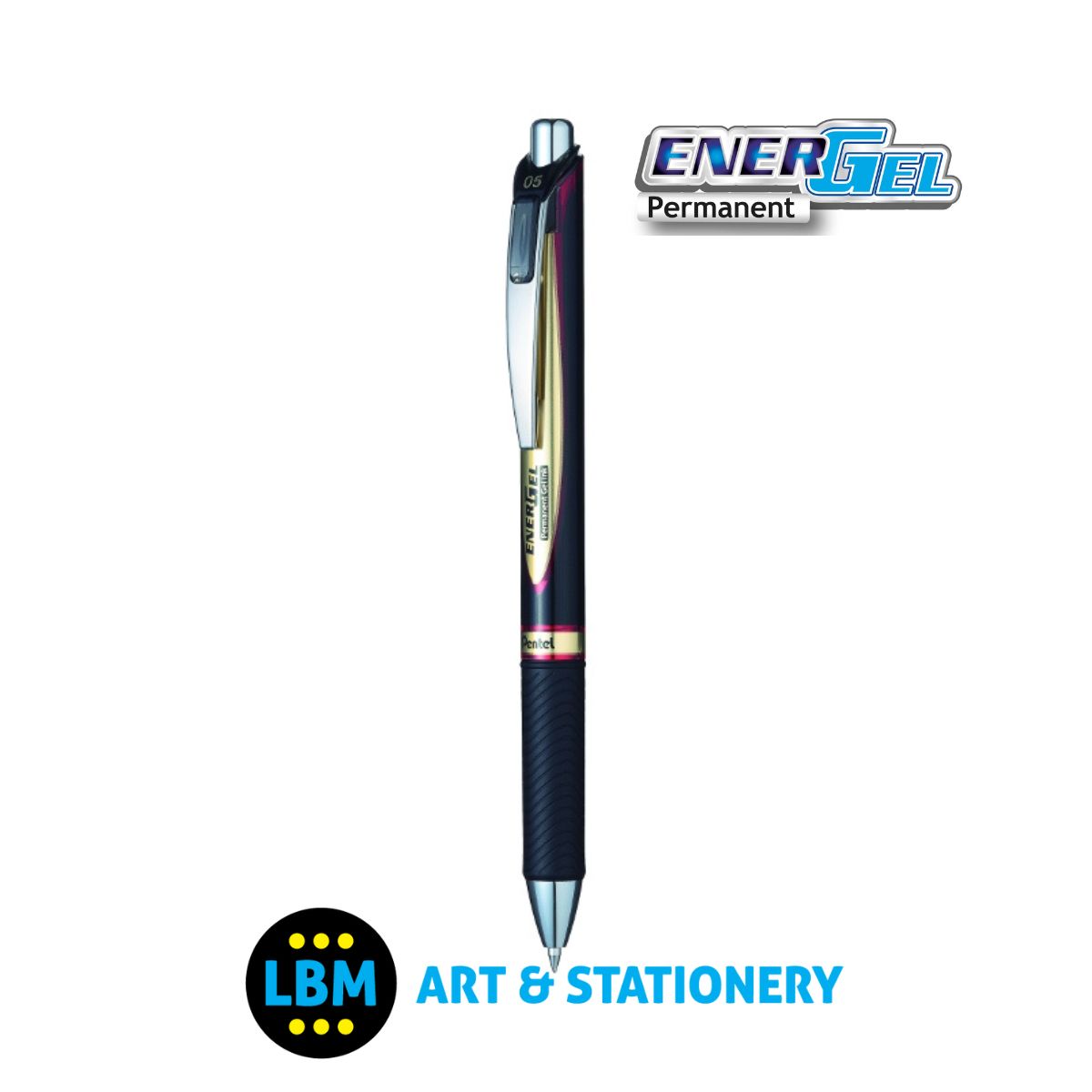 Energel Permanent Retractable Pen 0.5mm - BLP75 - Choose Ink Colour
