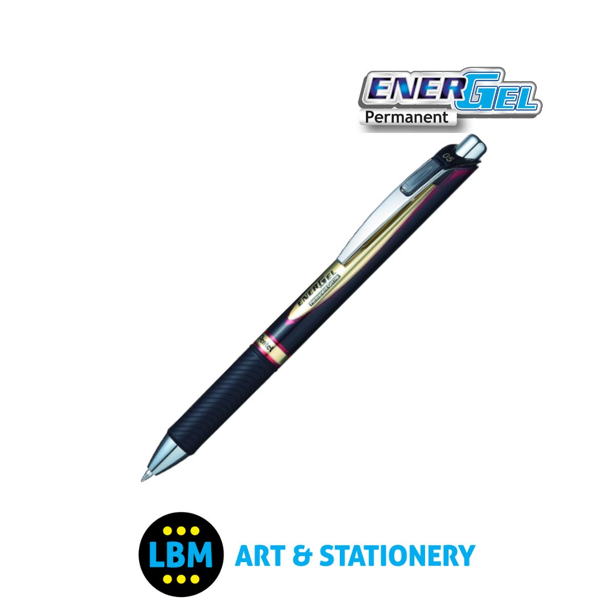 Energel Permanent Retractable Pen 0.5mm - BLP75 - Choose Ink Colour